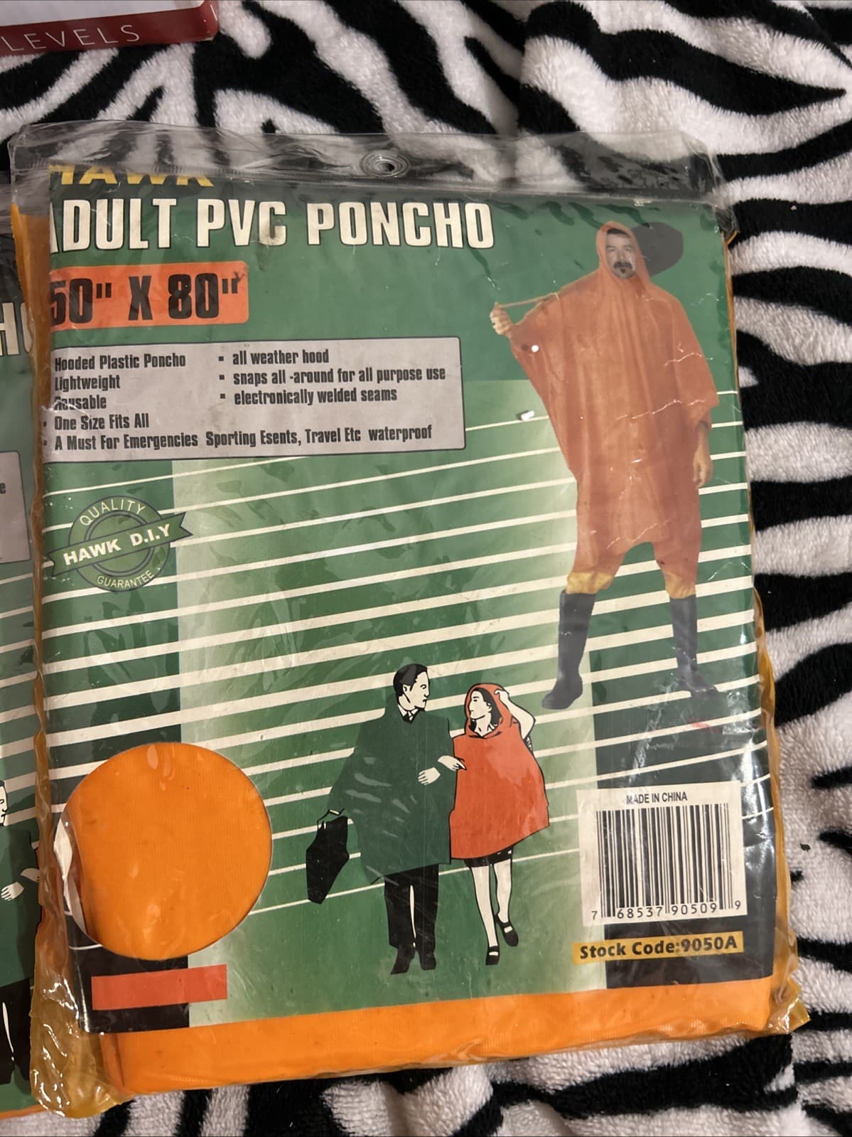 Emergency Poncho - Orange 50x80 New In Pack Lot Of 3 Hawk - Thumbnail 2
