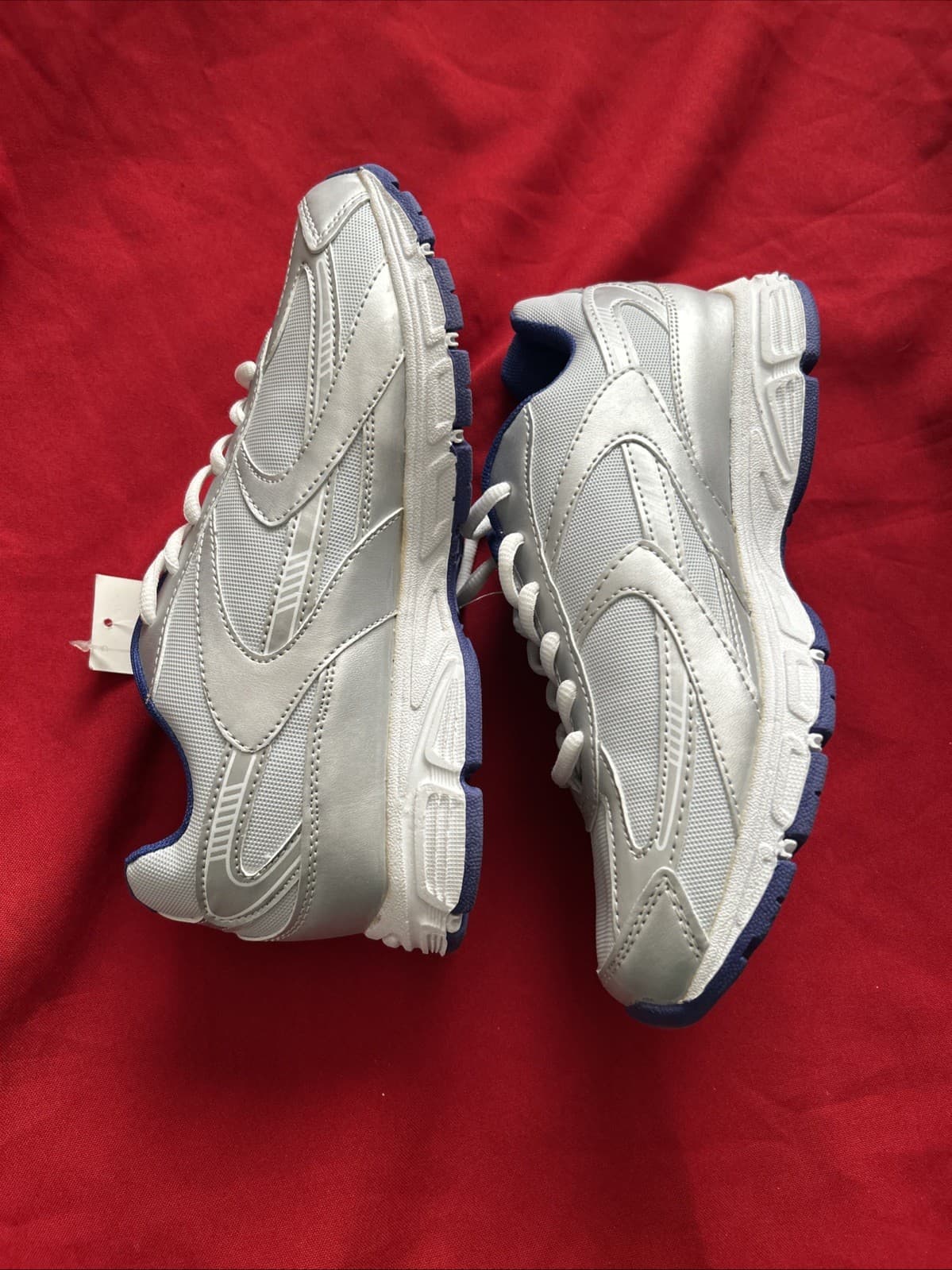 Athletech Womens 60158 Size 7 W White Blue Lace Up Comfort Athletic Sneakers - Thumbnail 5