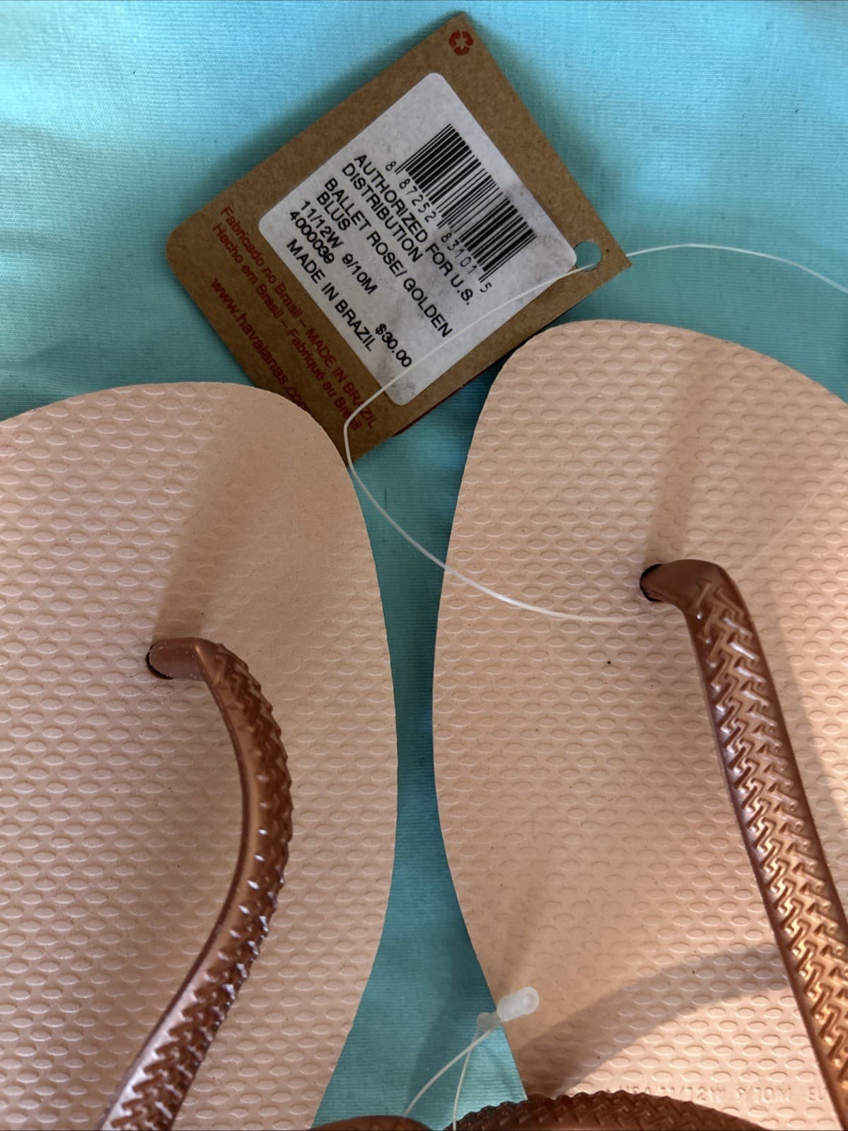 Womens 11-12 / 9/10 Men’s 41-42 HAVAIANAS Flip Flops Sandals Ballet Rose Golden - Thumbnail 2