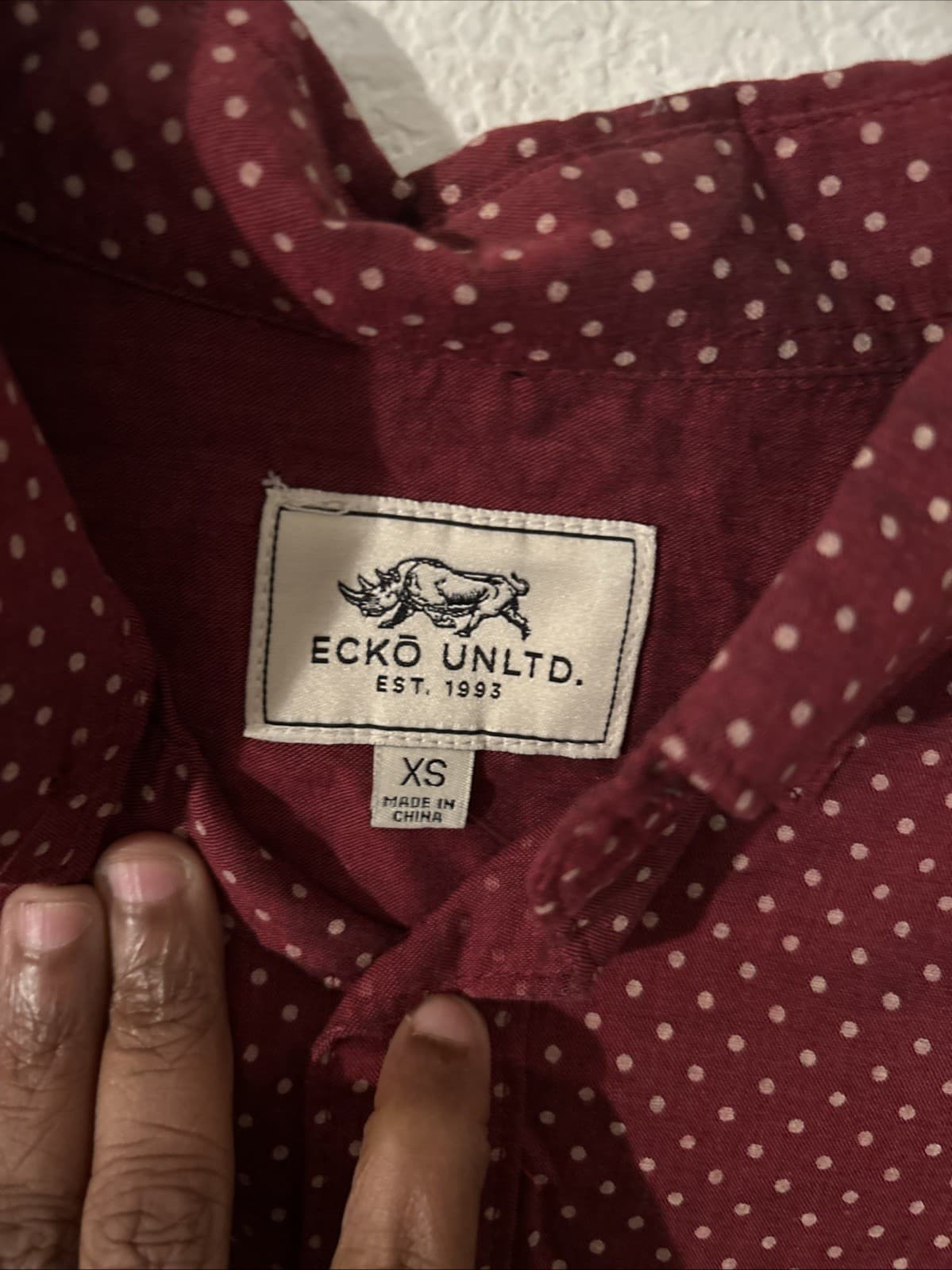 Men’s Ecko XSmall Button Down Red Polka Dot NWT - Thumbnail 2