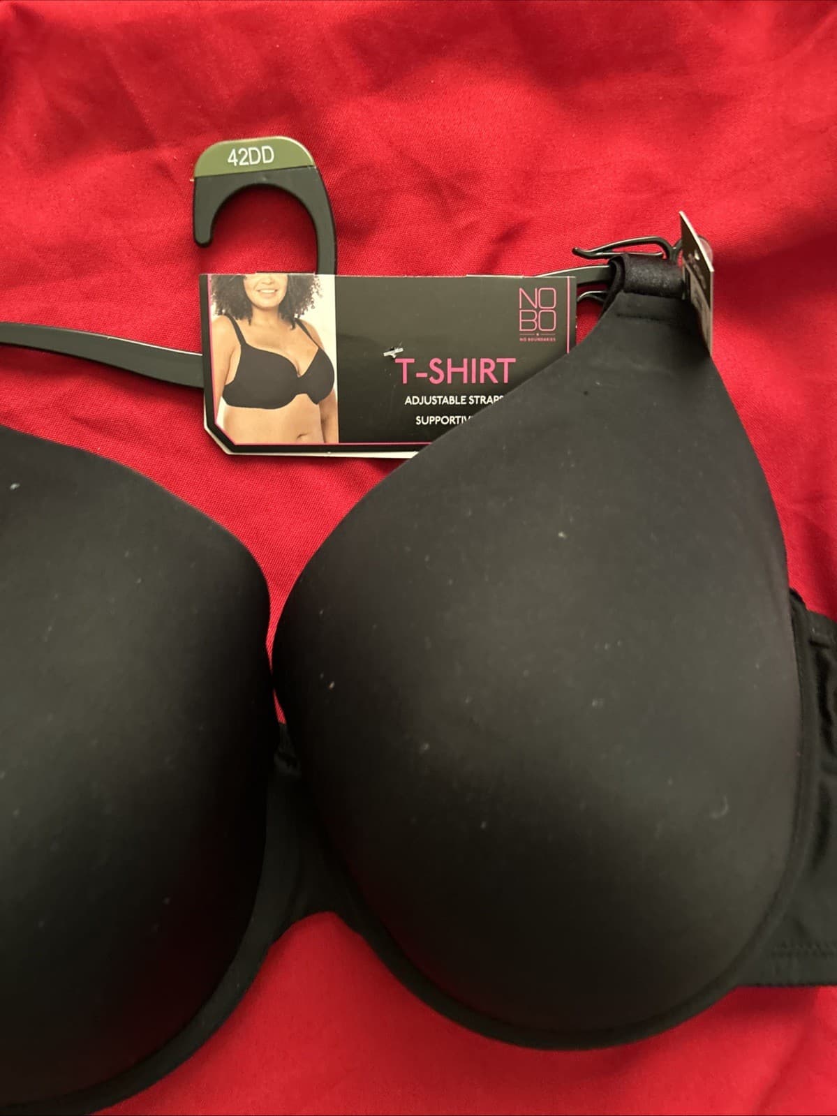 Women’s 42DD Tshirts Adjustable Straps Supportive Fit Black NWT NOBO - Thumbnail 2