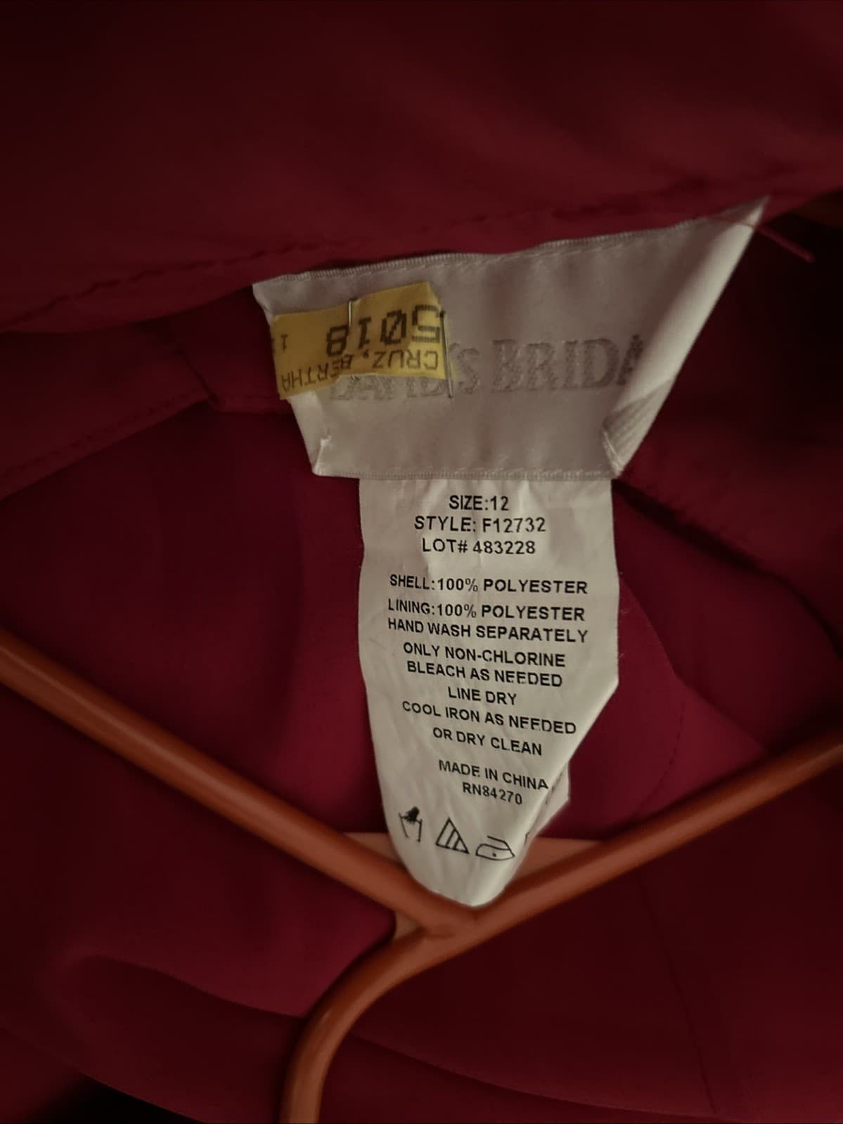 Women’s Burgundy Size 12 Davids Bridal Dress - Thumbnail 3