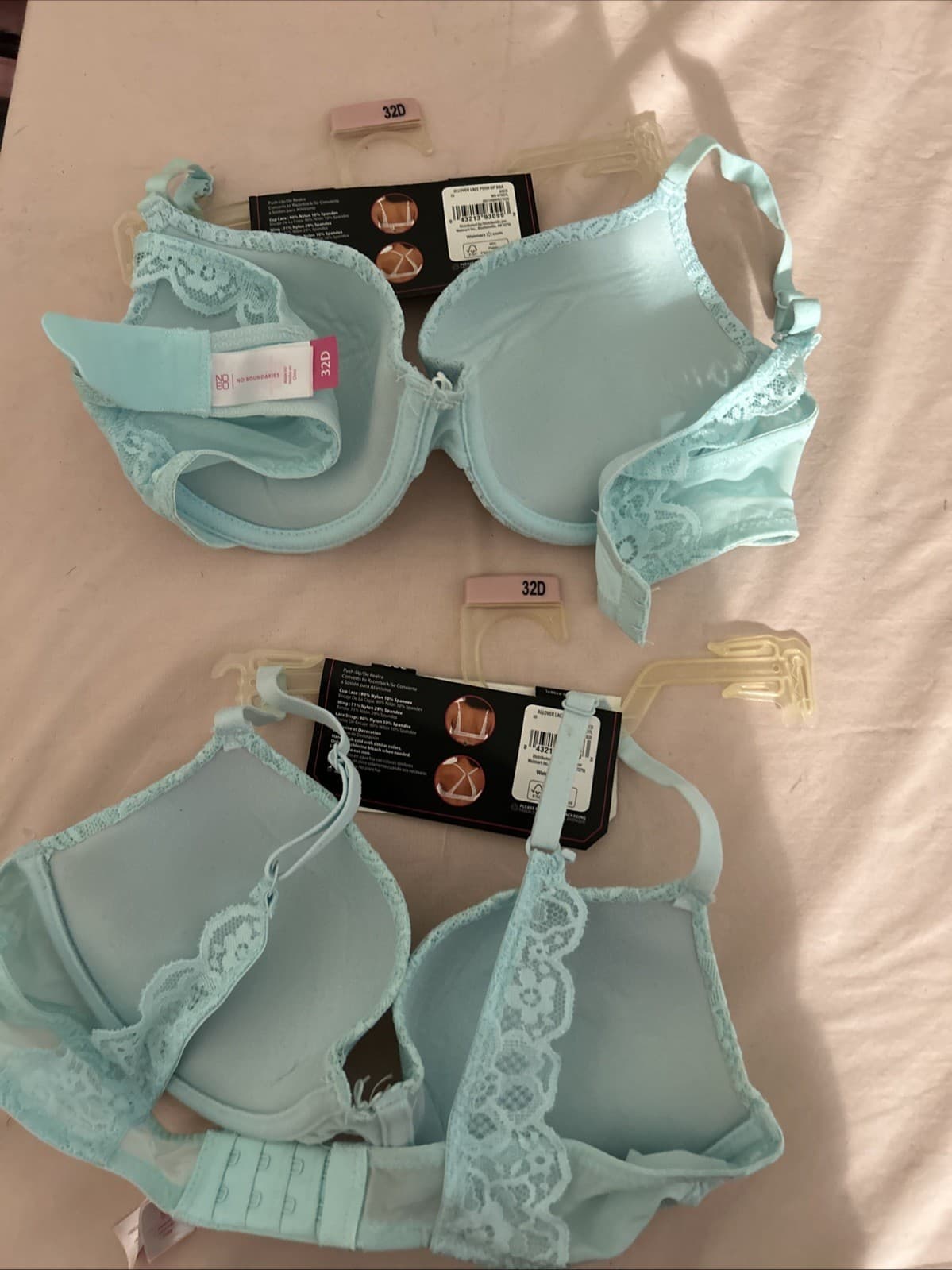 Lot Of 2 Push Up Bras Convert To Racerback NWT 32D Light Blue - Thumbnail 3