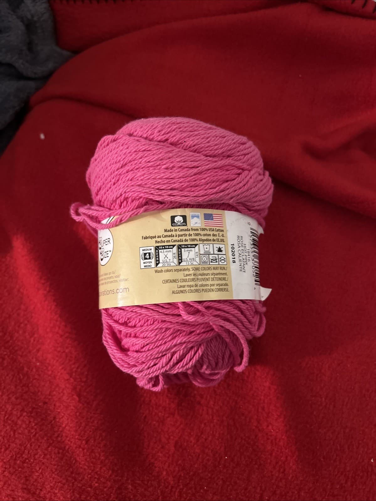 Lily Sugar'n Cream Yarn - Solids Super Size-Hot Pink 4 Oz New - Thumbnail 2