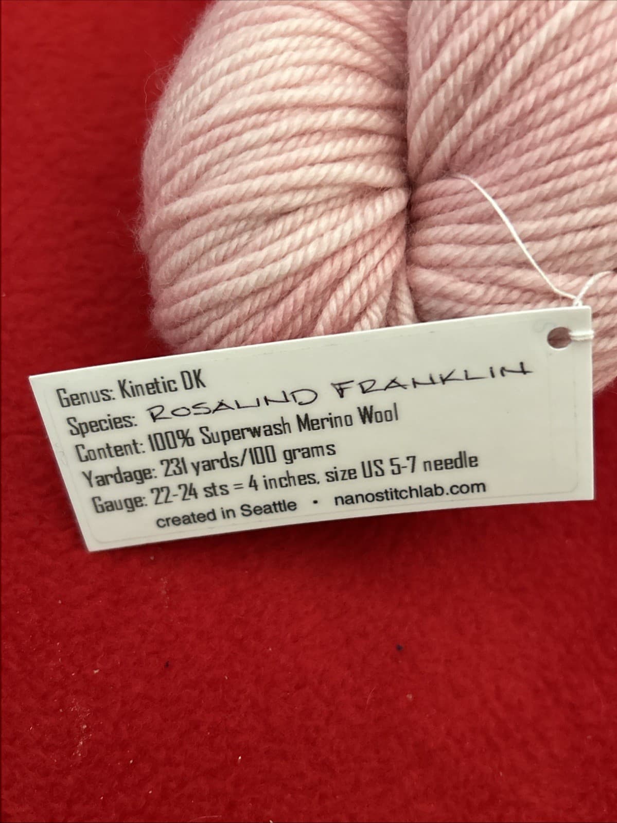 Nano Stitch Labs Yarn NWT Naki205D 100% Superwash Merino Wool 231 Yards Pink - Thumbnail 3