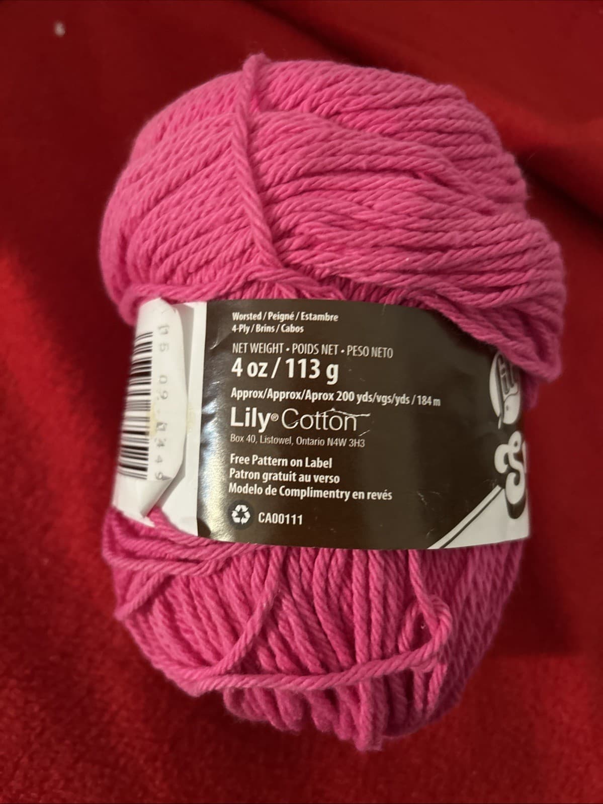 Lily Sugar'n Cream Yarn - Solids Super Size-Hot Pink 4 Oz New - Thumbnail 3