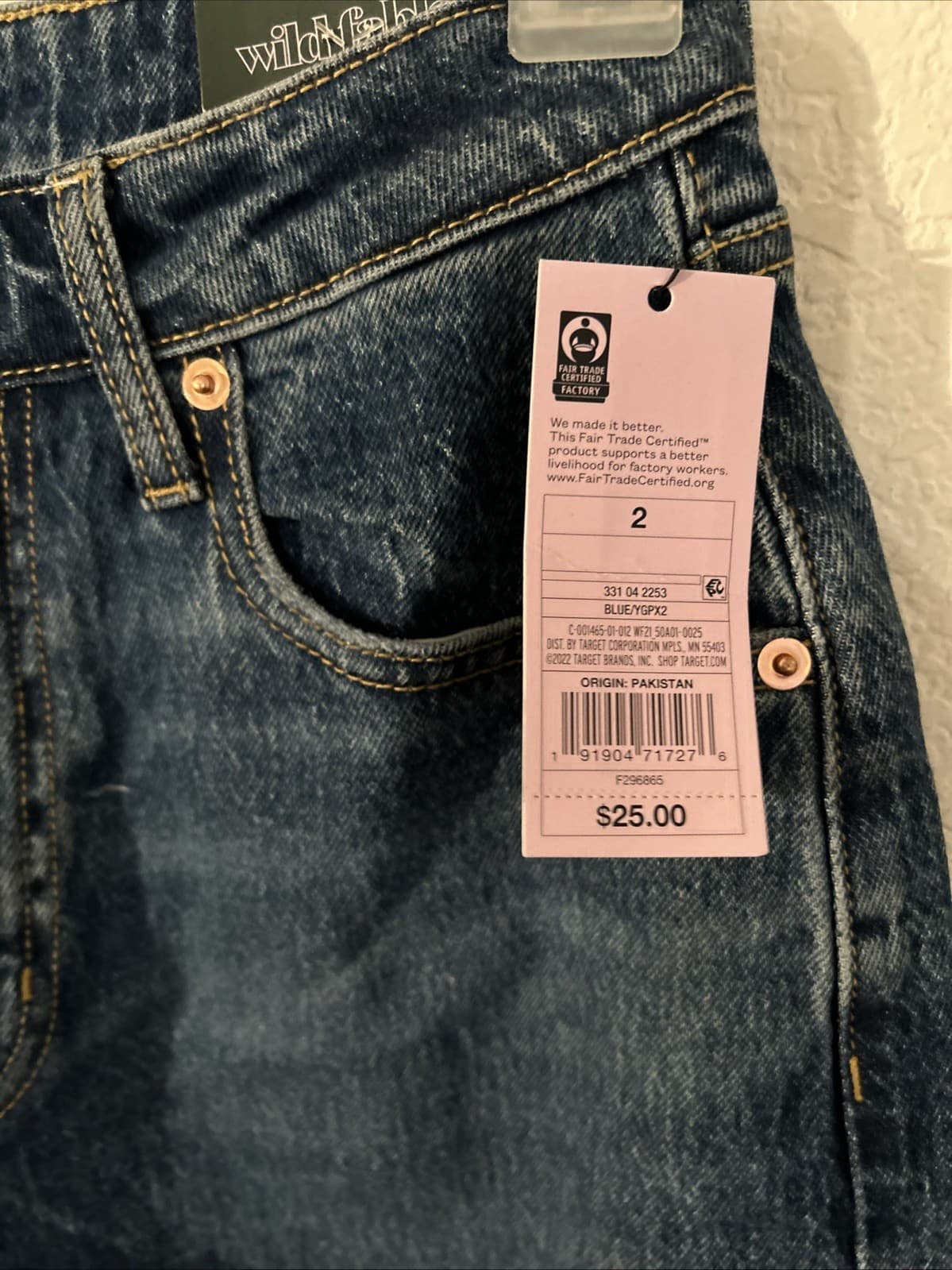 Women's Super-High Rise Distressed Baggy Jeans Wild Fable Medium Blue SZ 2 New - Thumbnail 2