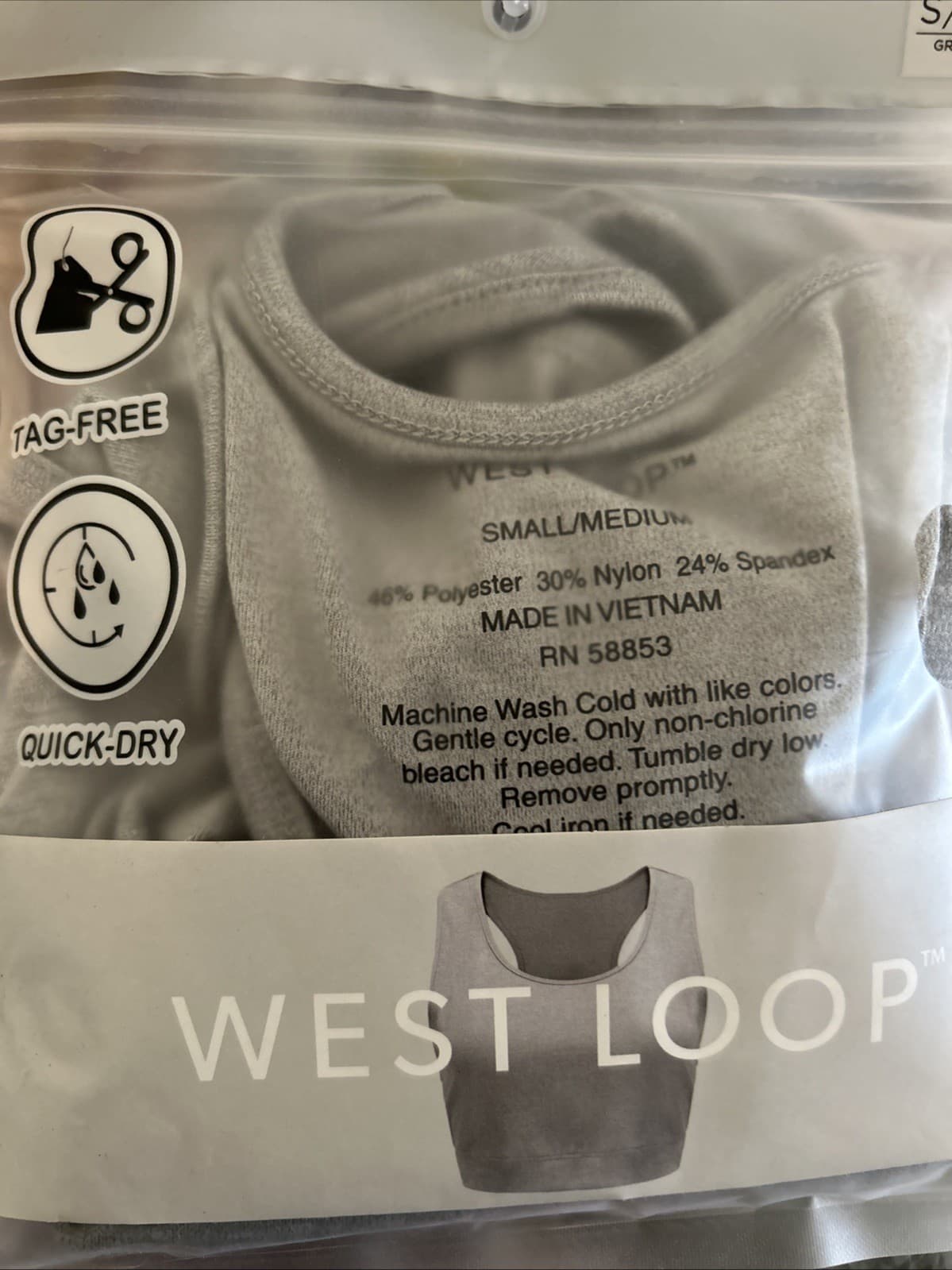 West Loop Women's Bralette New Size: S/M Grey Tag less quick Dry New - Thumbnail 4