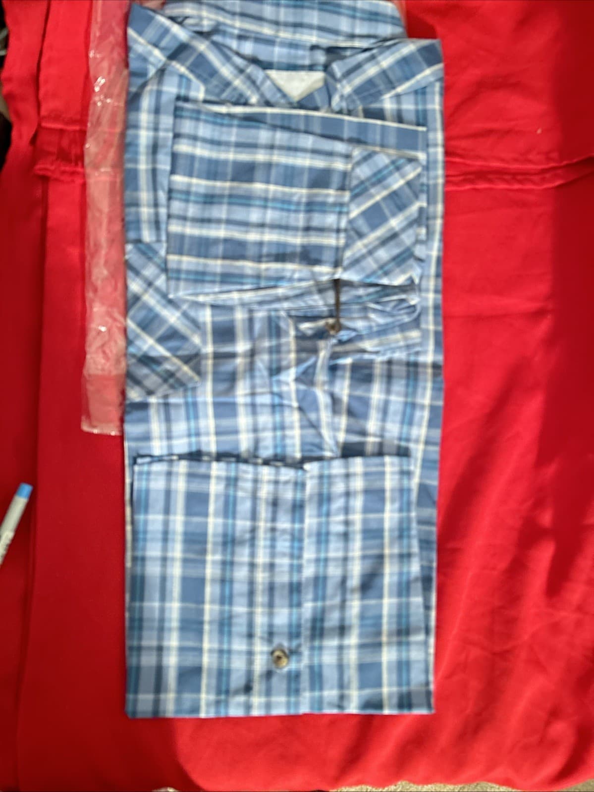 Men’s Large Commander Life Glassing Woven Button Down Blue NWT Long Sleeve - Thumbnail 3
