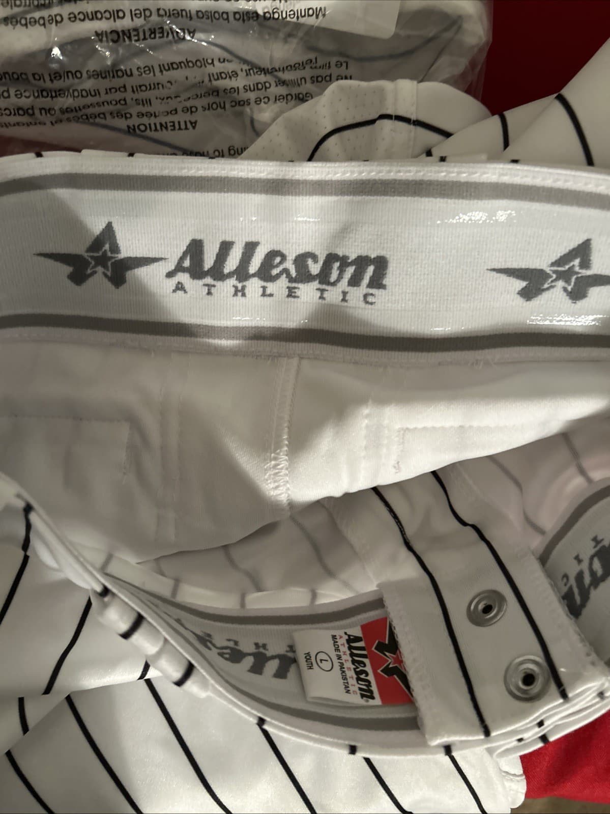 Alleson Atlethic Youth Baseball/ Softball Pants Black/ White Striped Size Large - Thumbnail 3