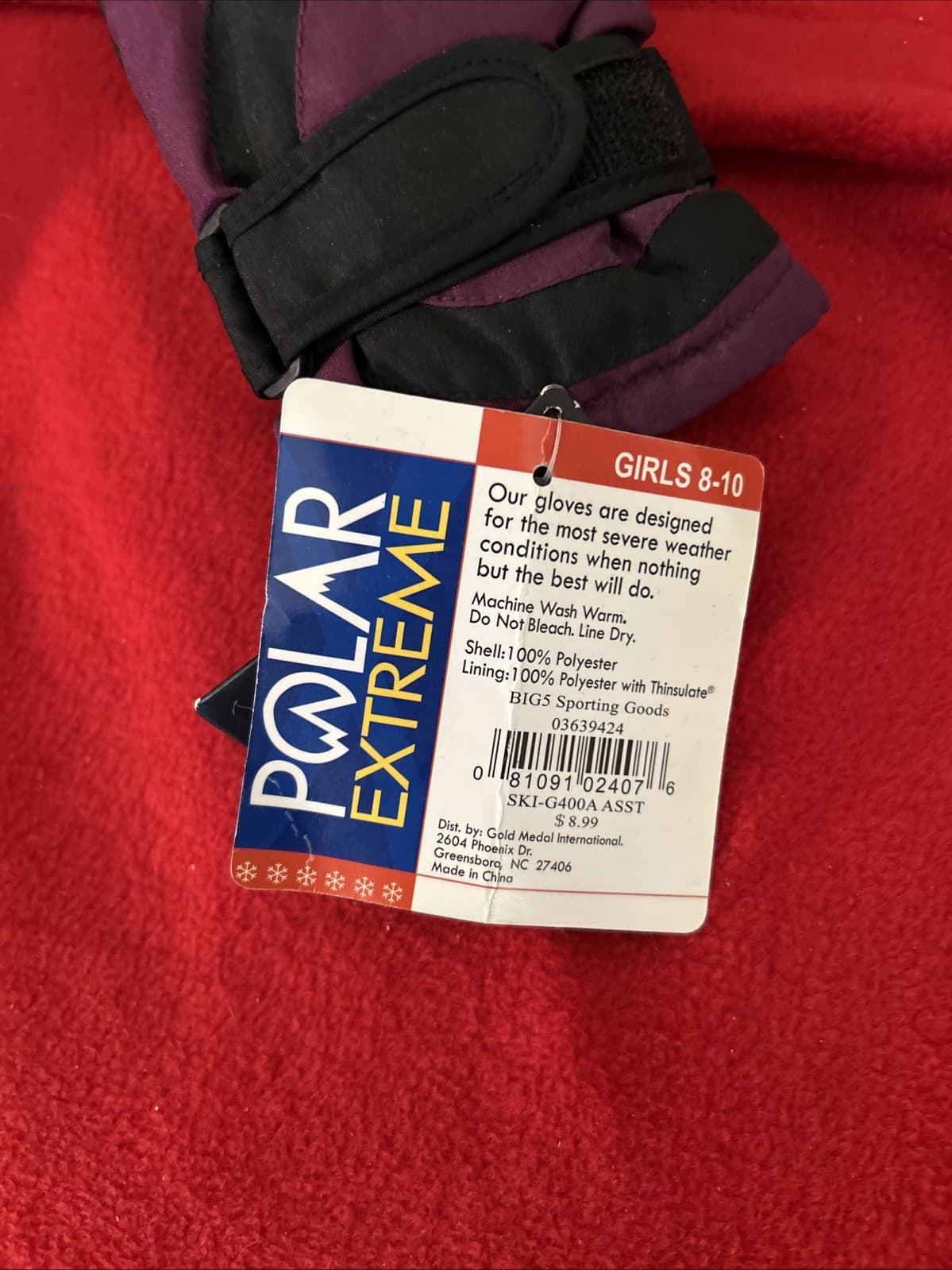 Girls Polar Extreme Thins are Insulation Gloves NWT Size 8-10 Purple - Thumbnail 5