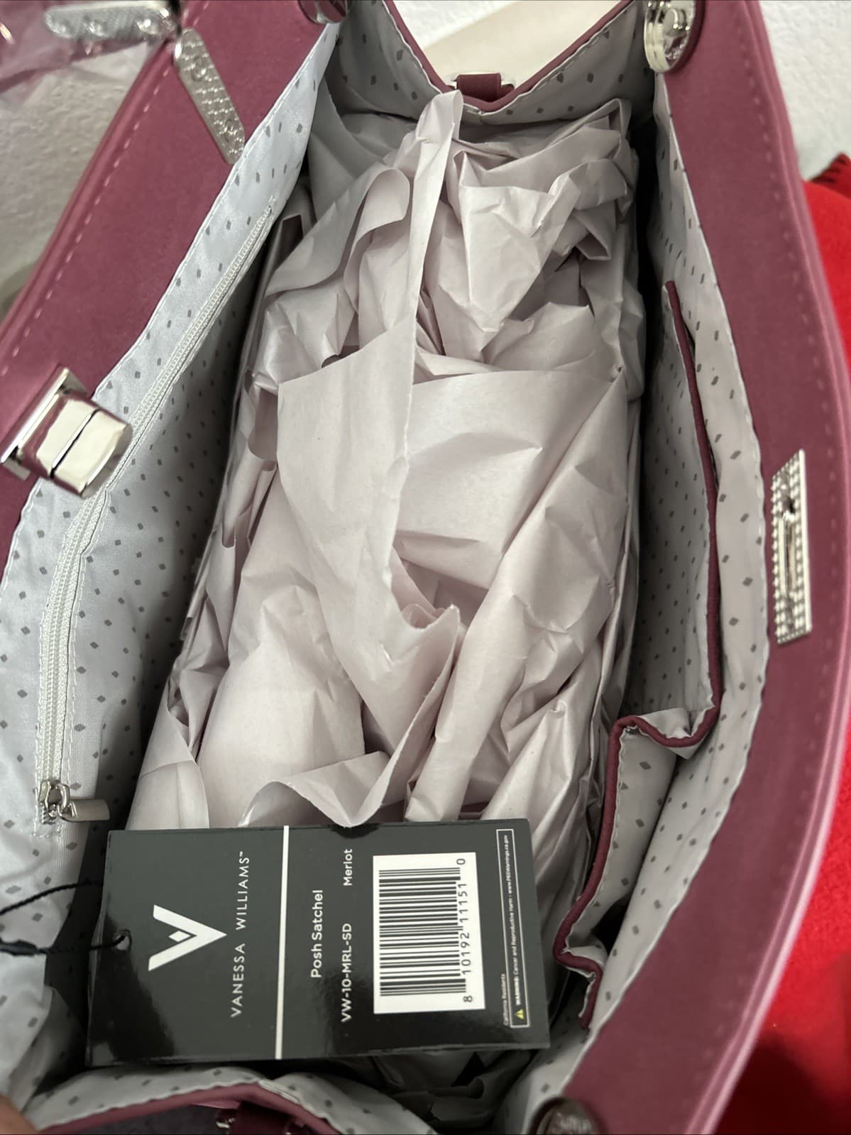Vanessa Williams Posh Satchel Merlot NWT With Dust Bag - Thumbnail 4