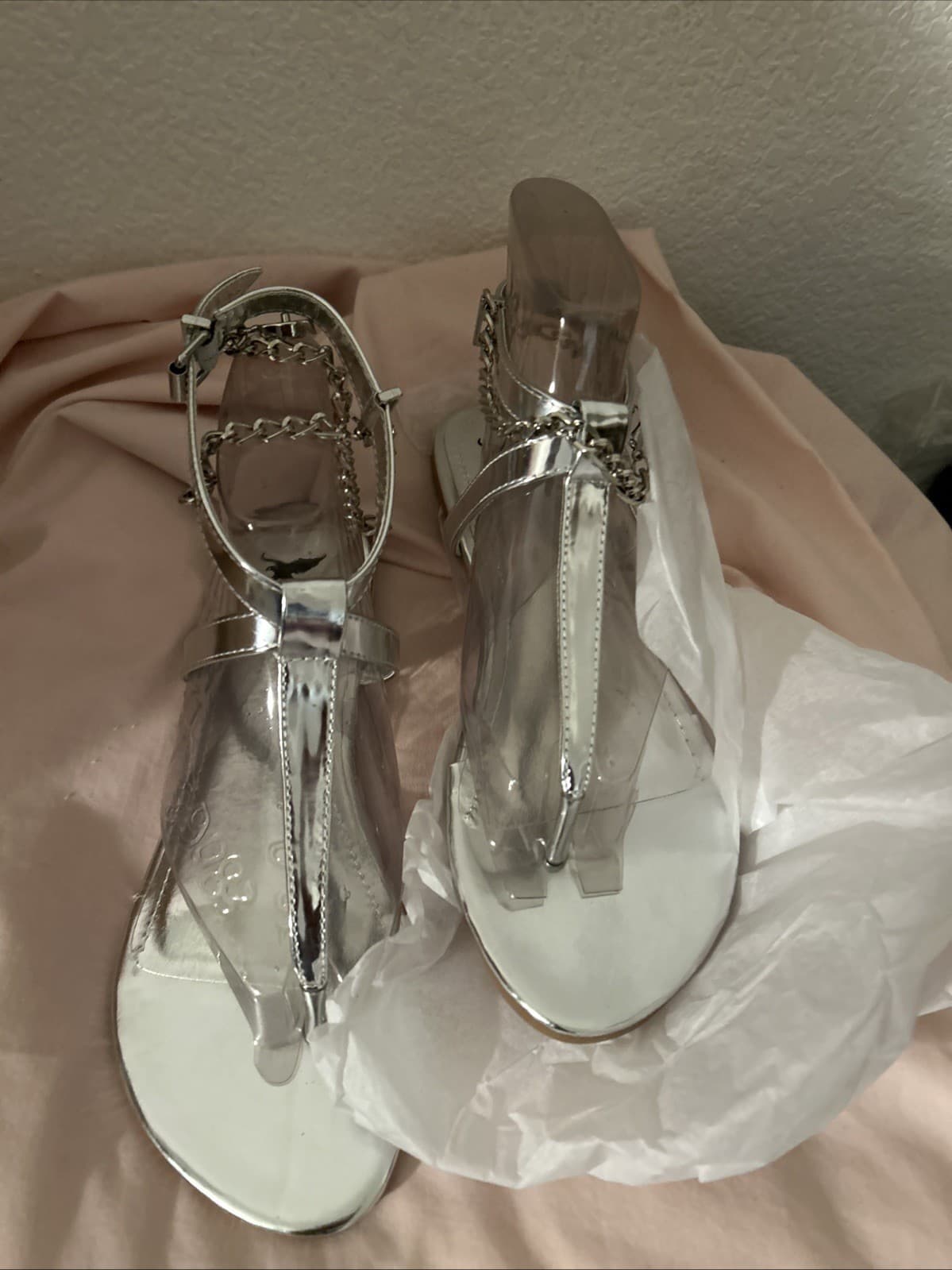 Women’s Shiny Silver Sandal New Sheikh 6 1/2