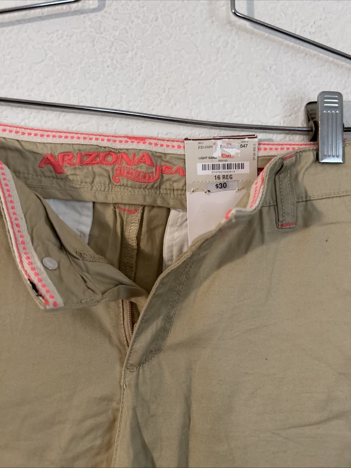 Girls Size 16 Regular Pants Arizona Jeans Khaki NWT Skinny - Thumbnail 3