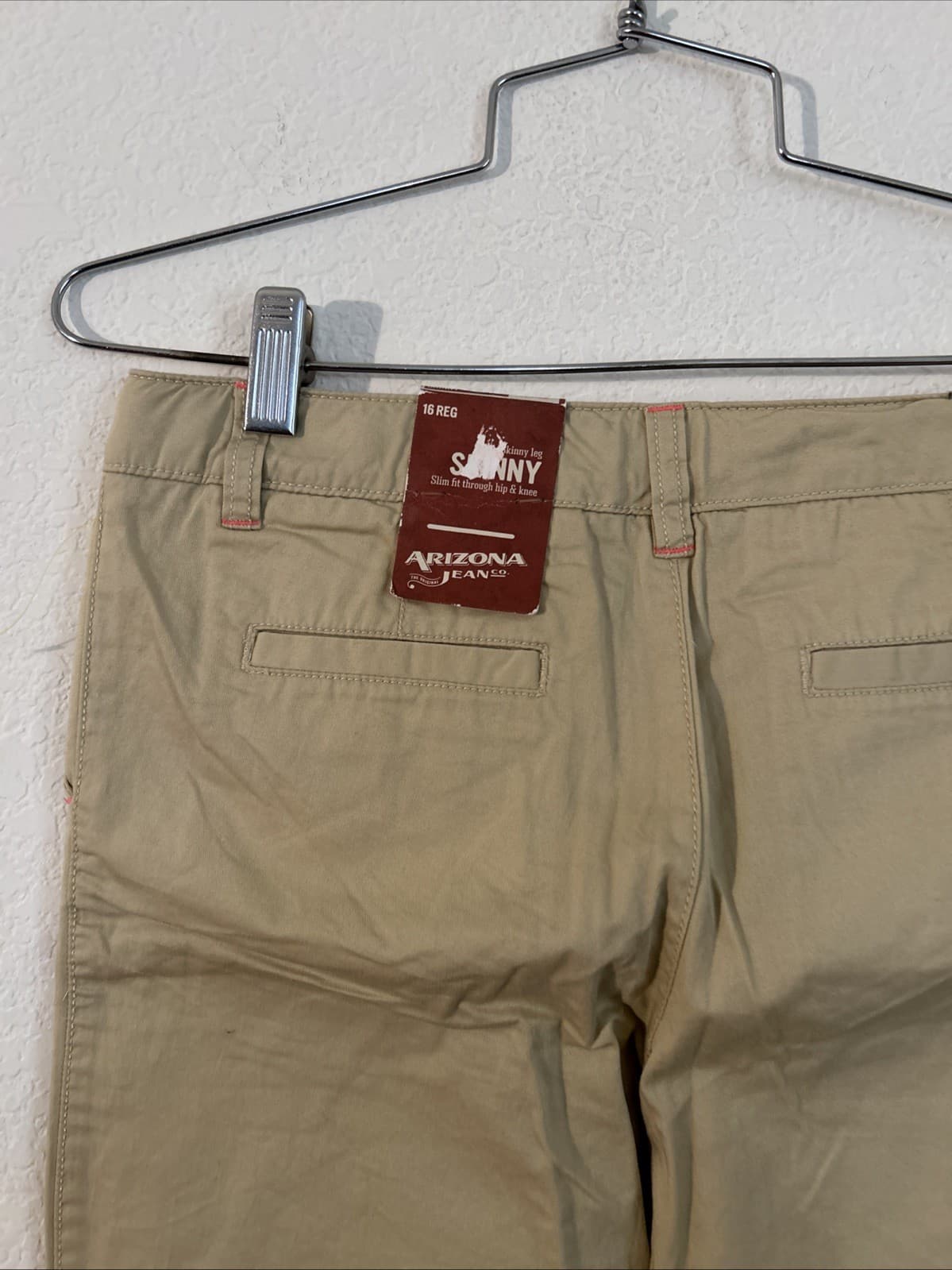 Girls Size 16 Regular Pants Arizona Jeans Khaki NWT Skinny - Thumbnail 5