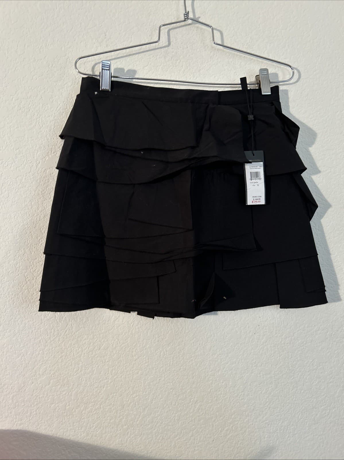 Women’s BCBGMAXAZRIA Black Poplin Tiered Skirt NWT Size 12 - Thumbnail 2