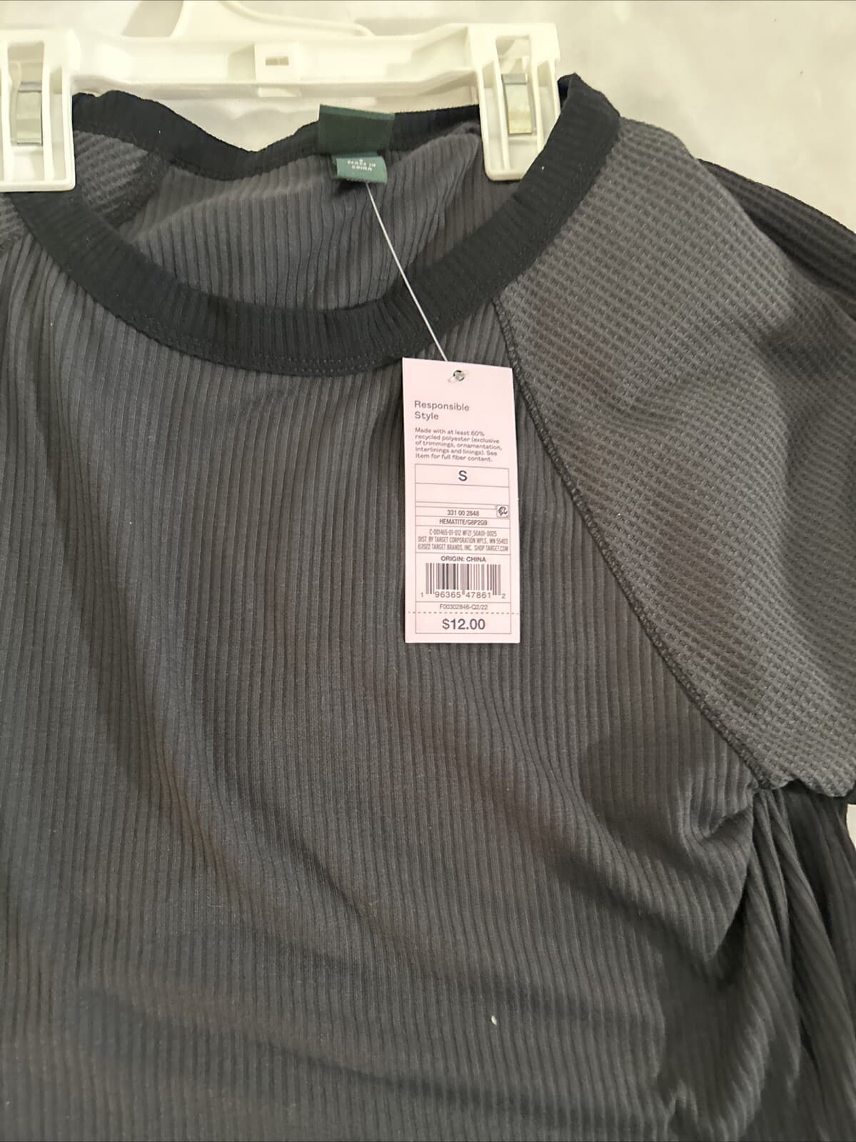 Wild Fable Womens T-Shirt Cropped Short Sleeve Grey Trimmed In Black Size Small - Thumbnail 2