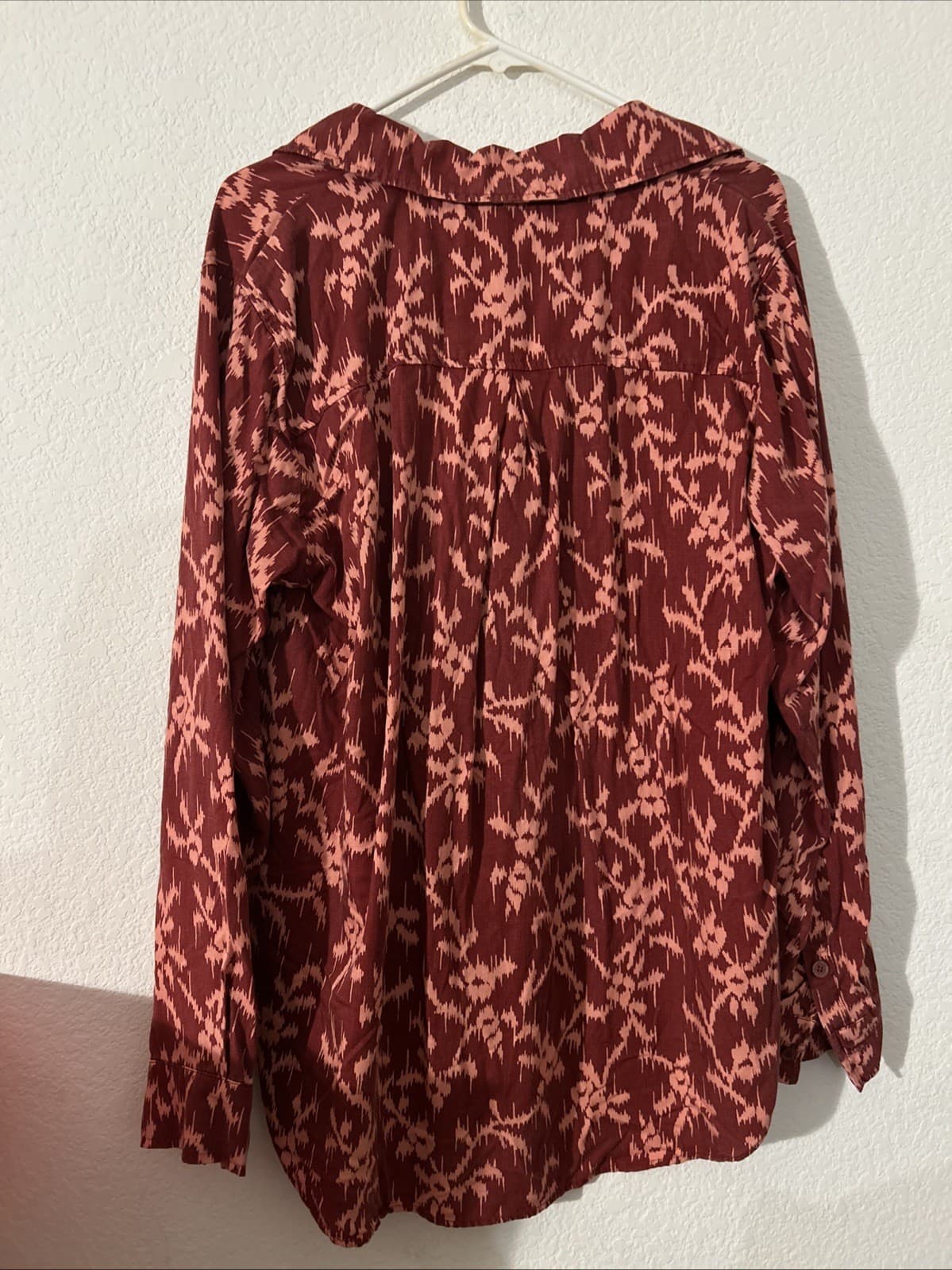 Knox Rose Button Up Shirt Womens Large Oversized Red Pink Lyocell Boho - Thumbnail 3