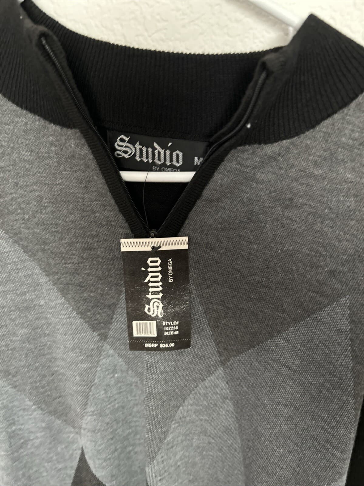 Men’s Black And Gray Sweater Medium NWT Long Sleeve - Thumbnail 2