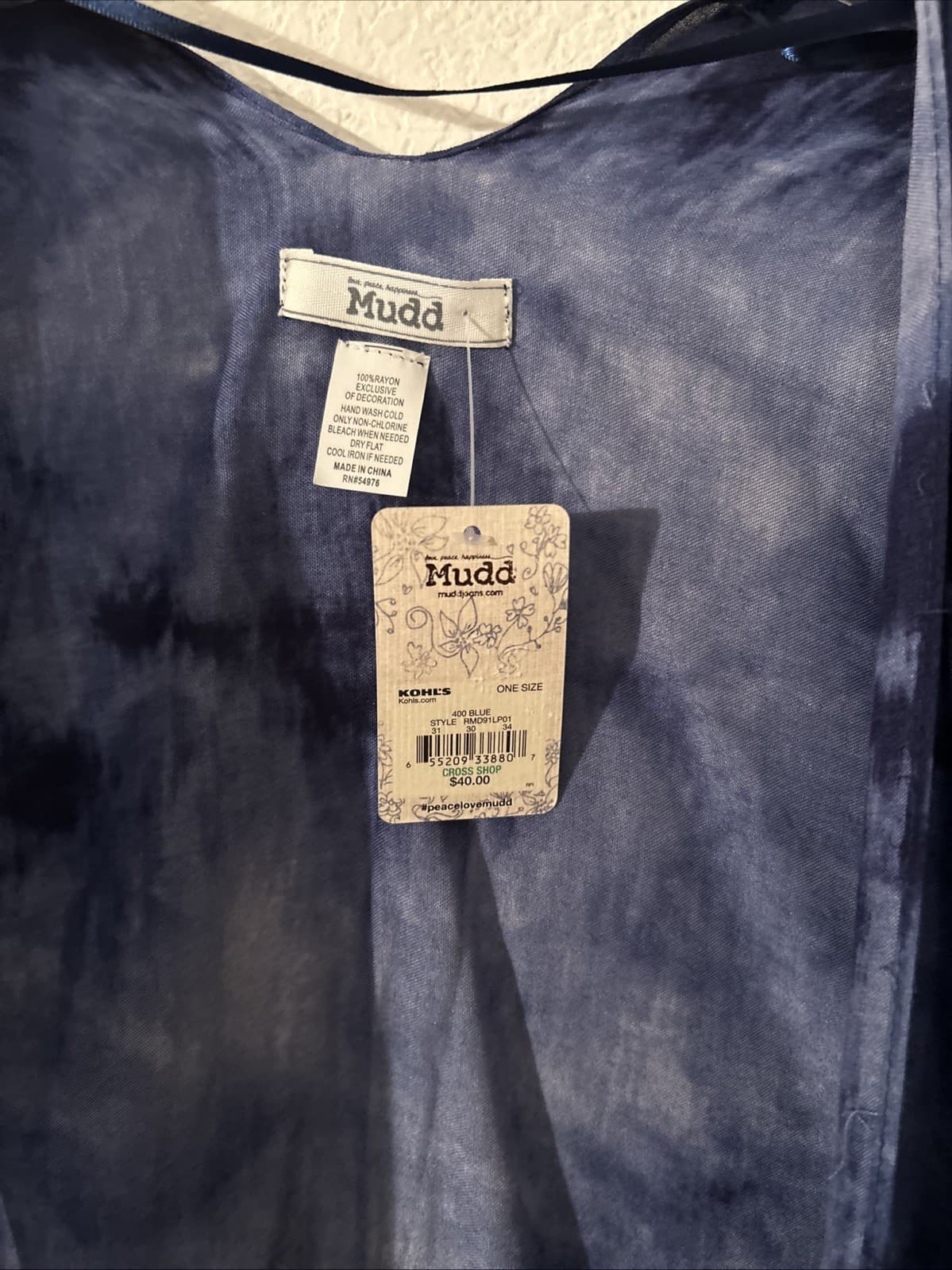 Women Mudd Blue Cardigan NWT One Size - Thumbnail 2