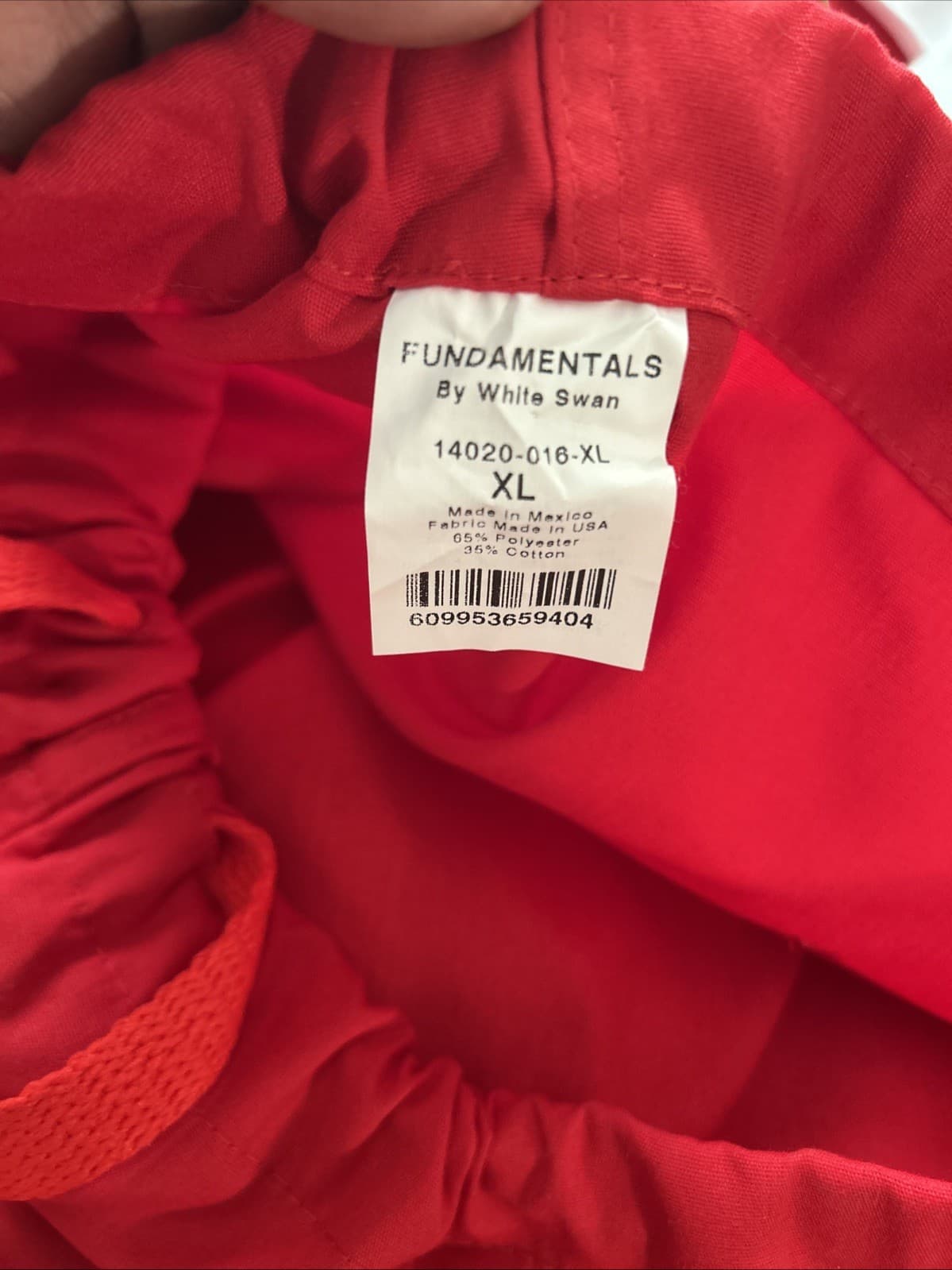 Unisex XL NWT Fundamentals by White Swan Drawstring Red Scrub Pants - Thumbnail 3