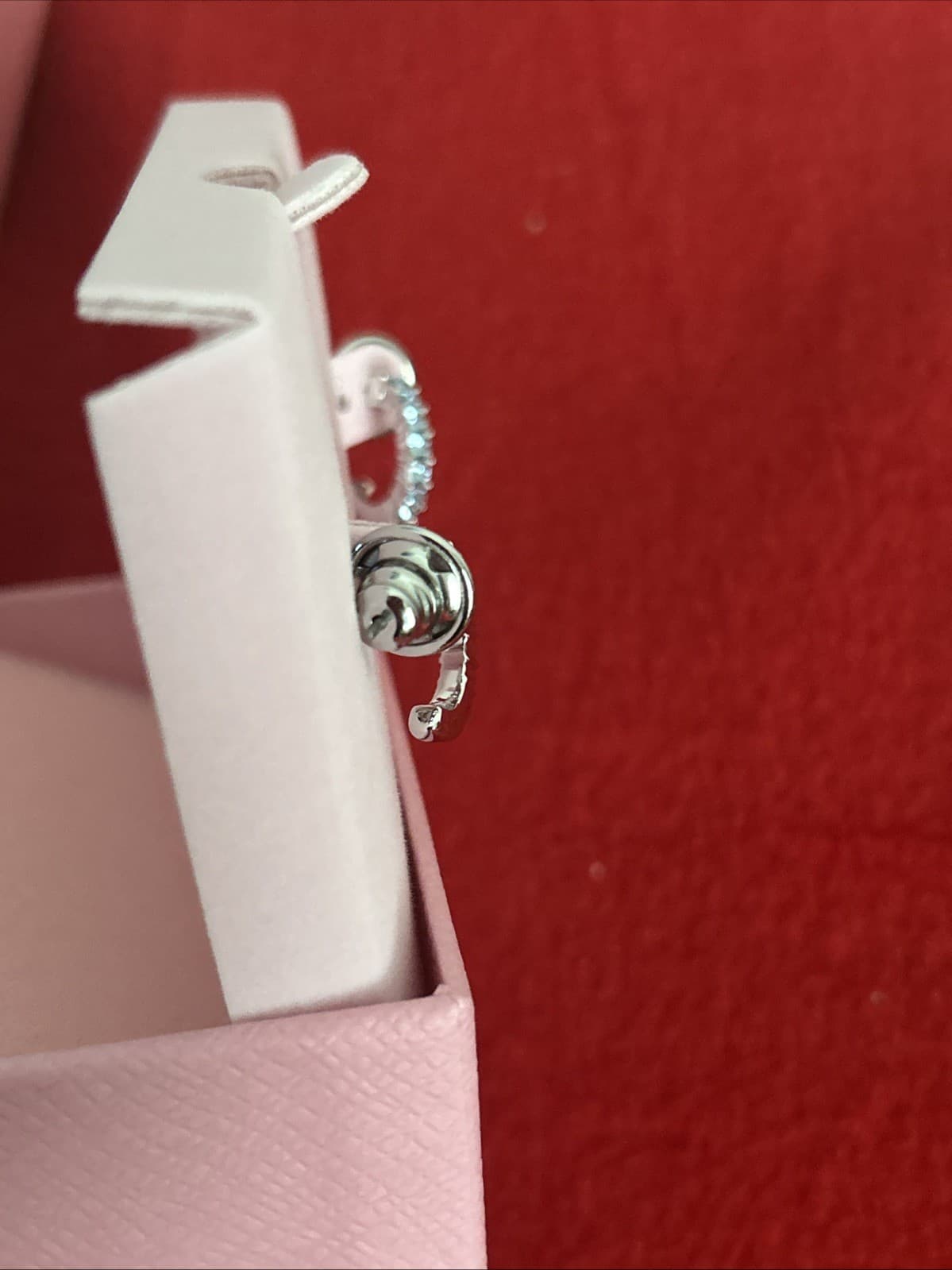 Swarovski Blue Mini Hoop Earrings Round Cut Rhodium Plated 5725789 - Thumbnail 7