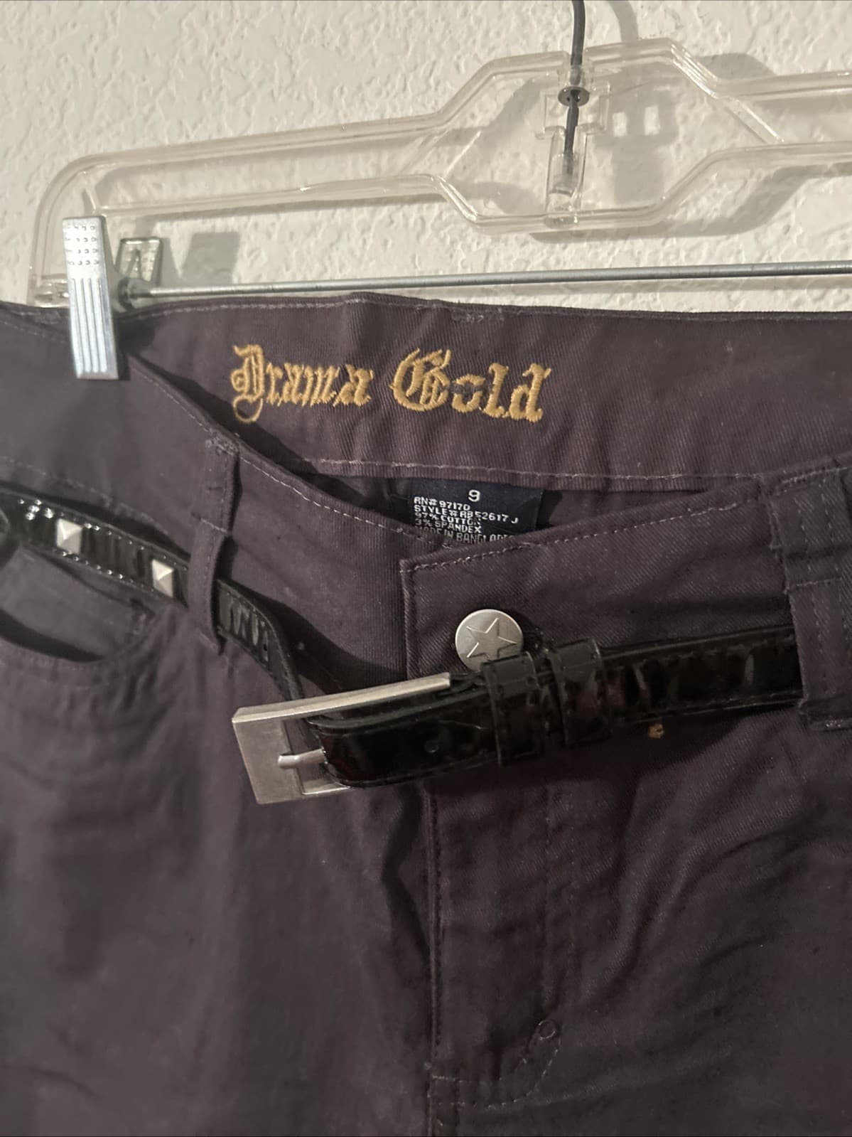 Girls Juniors Size 9 Charcoal Pants NWT Drama Gold - Thumbnail 3