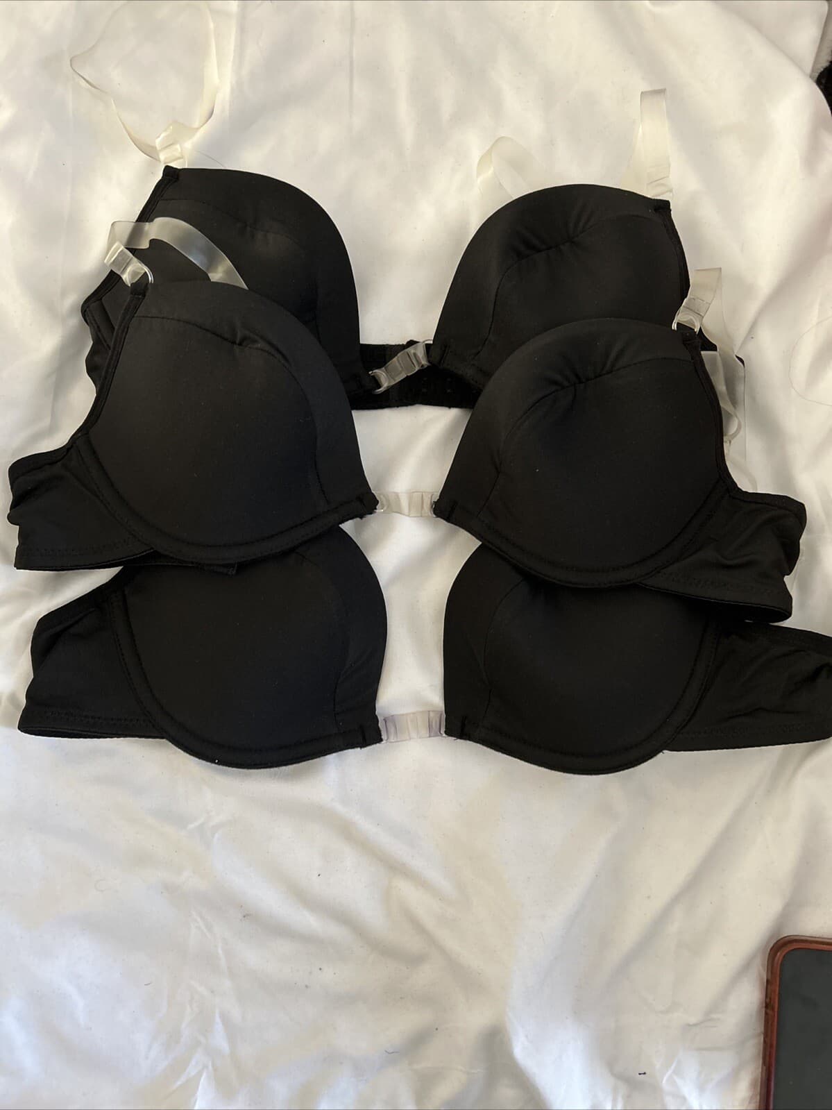 Fashion Forms Women's Black Solid Adjustable Clear Straps Bra Size 36 A Lot Of 3 - Thumbnail 4