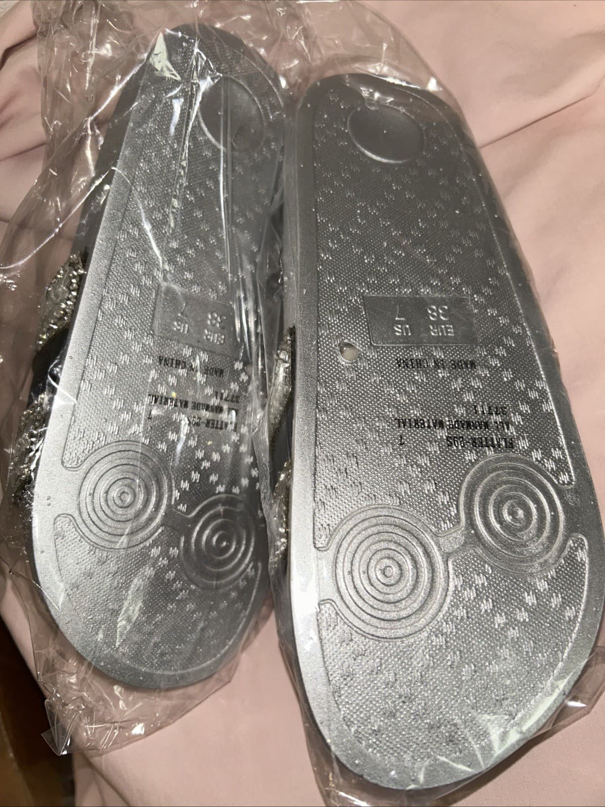 Women’s Rhinestone Slide Flatter Black / Silver Size 7 New Bamboo - Thumbnail 2