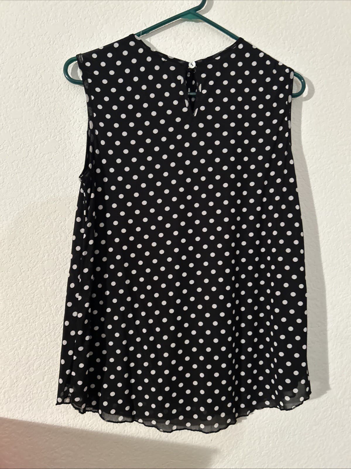 Women’s Polka Dot Tank Top New Small Black Ans White - Thumbnail 3