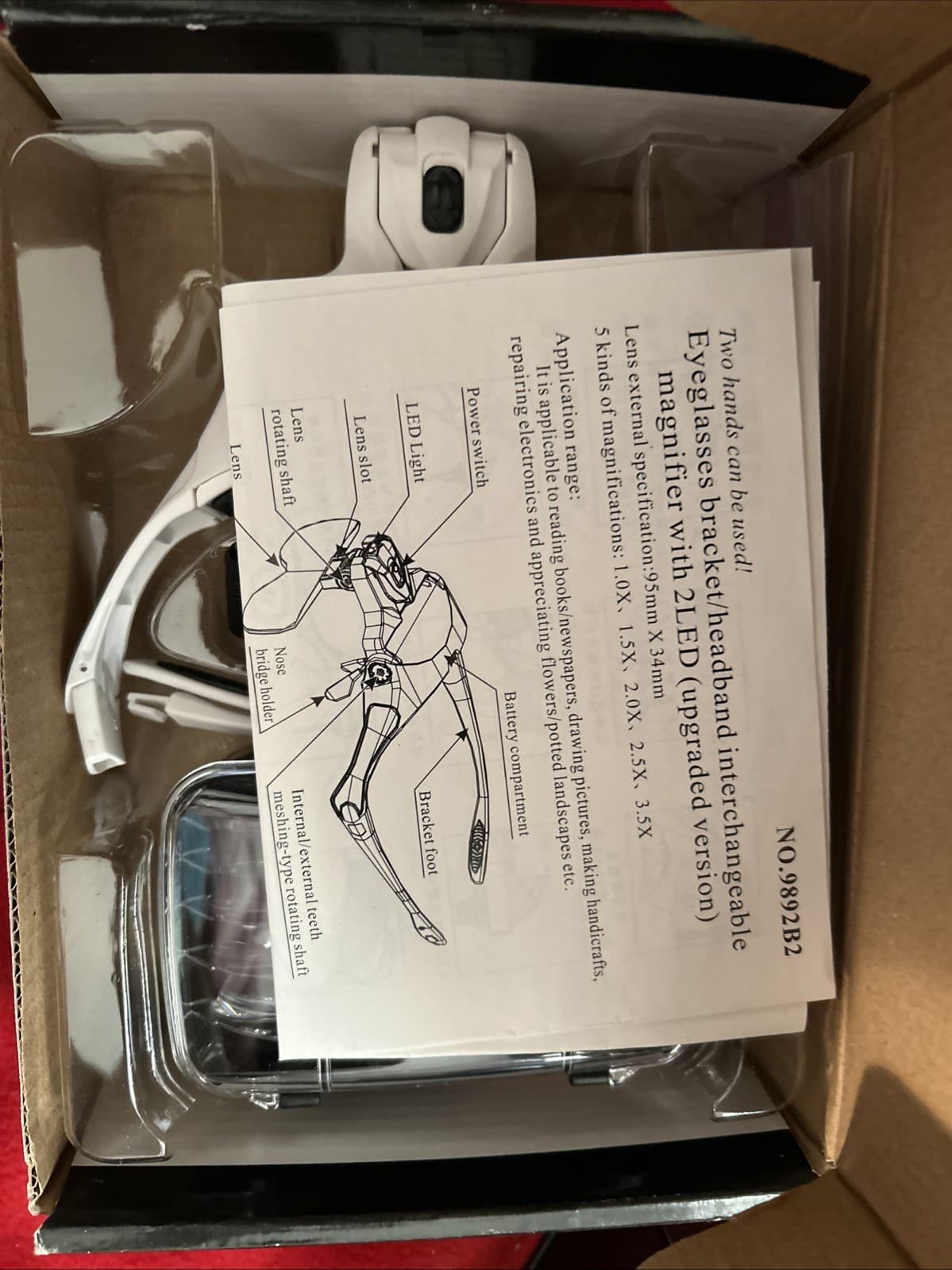 Rechargeable Lead Eyeglasses Bracket Headband Interchangeable Magnifier New - Thumbnail 3