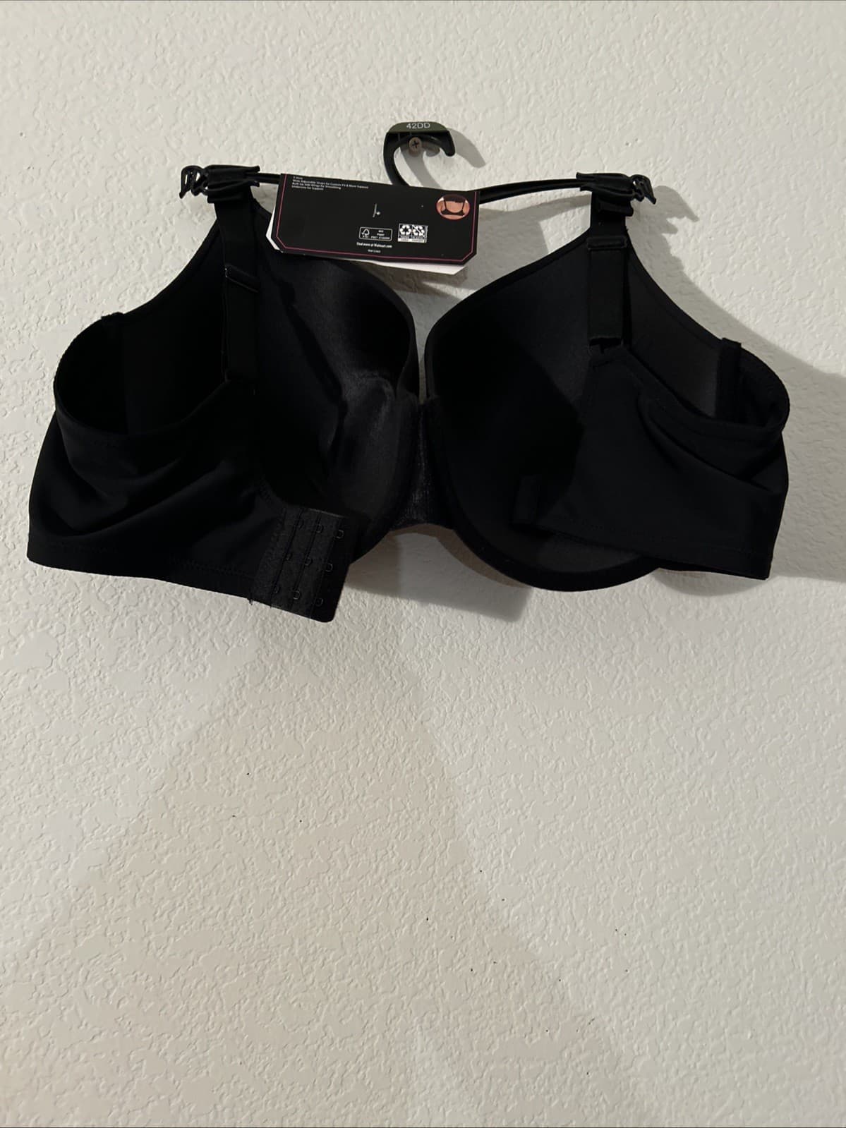 No Boundaries T-Shirt Bra 42DD Black Adjustable Straps Supportive Fit Solid NoBo - Thumbnail 3