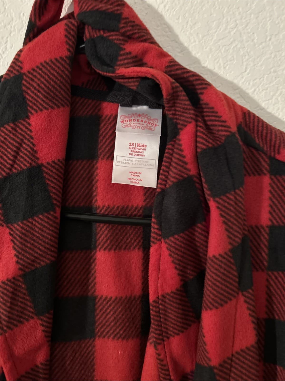 Wondershop Kids Red Buffalo check robe Size 22 - Thumbnail 3
