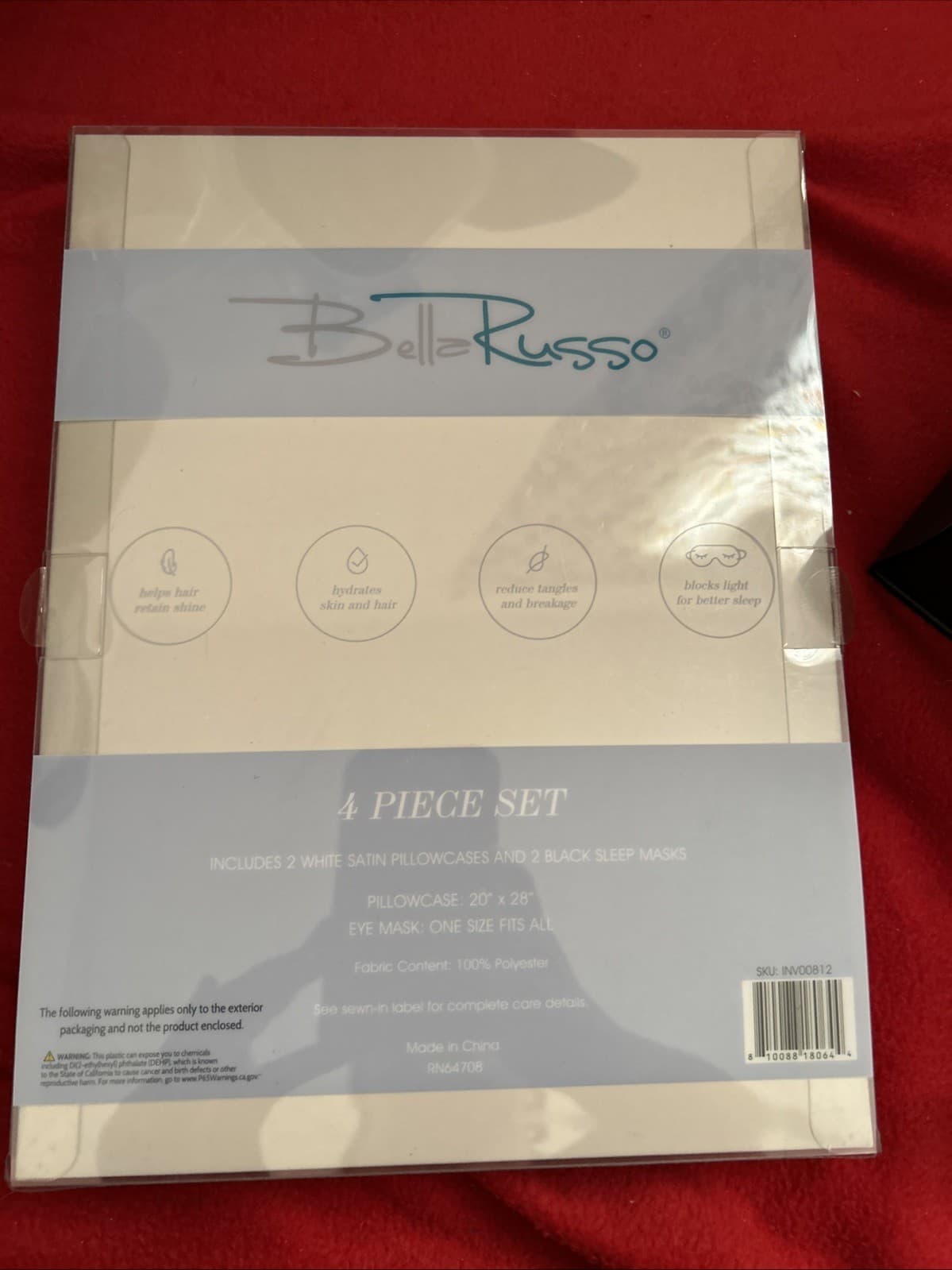 Bella Russo Satin Pillowcase & Sleep Mask 4 pc. Set - Thumbnail 2