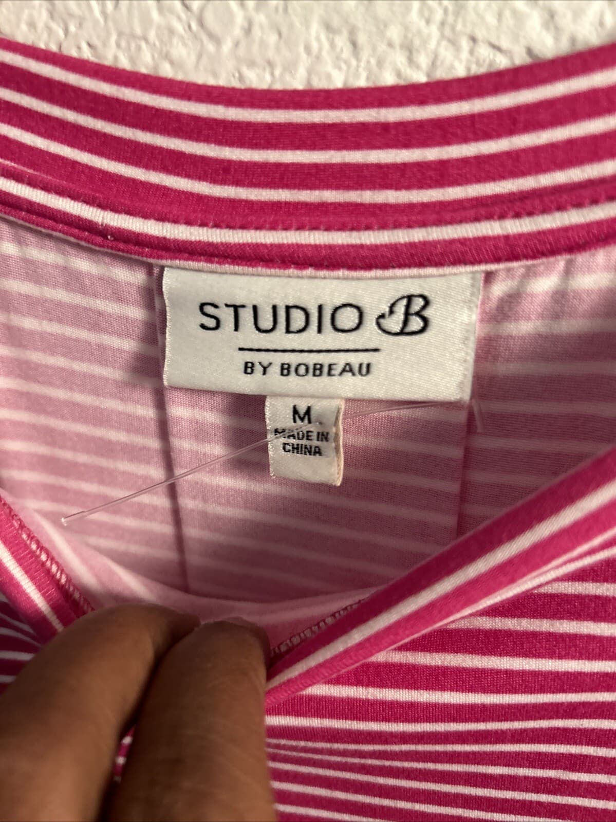 Women’s medium pink striped long sleeve pullover new Striped - Thumbnail 2