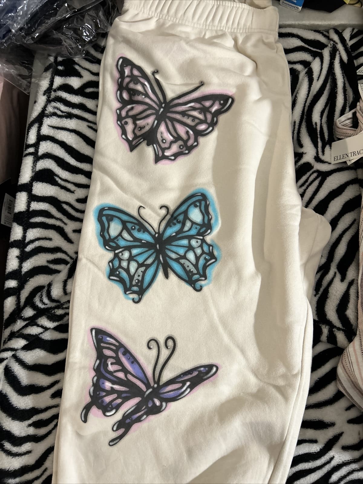 Women’s Light Beige 1x Butterfly Sweatpants - Thumbnail 2