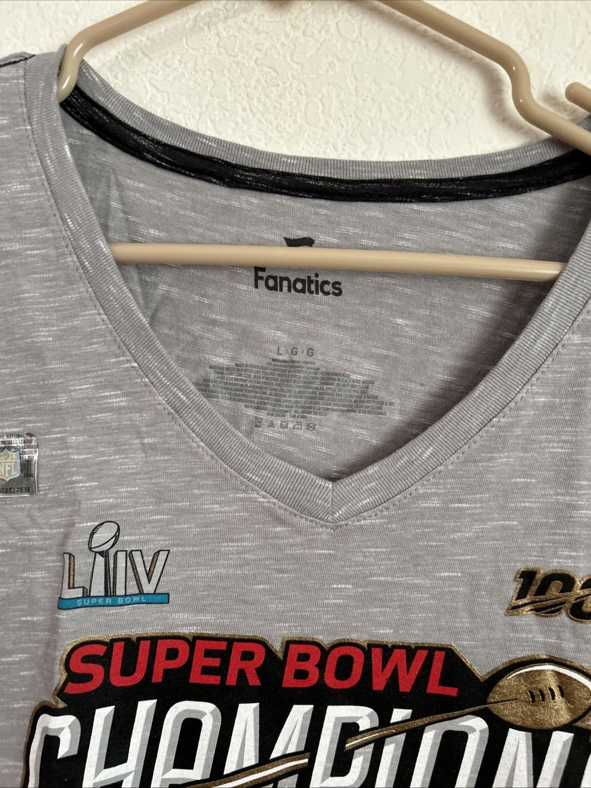 Women’s Kansa City Super Bowl Heather Gray Large Tee New Large Fanatics LIIV - Thumbnail 2