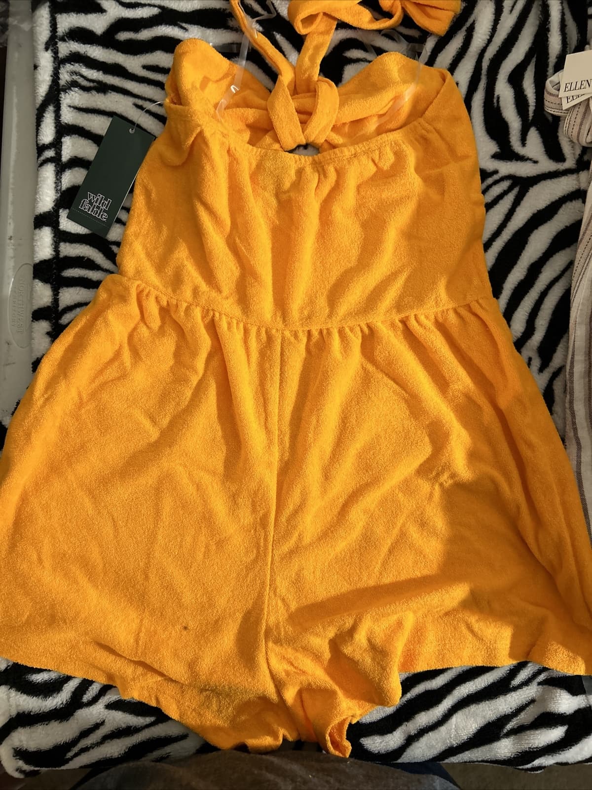 Wild Fable Women's XS Orange Halter Top French Terry Towel Cover Up Romper - Thumbnail 2