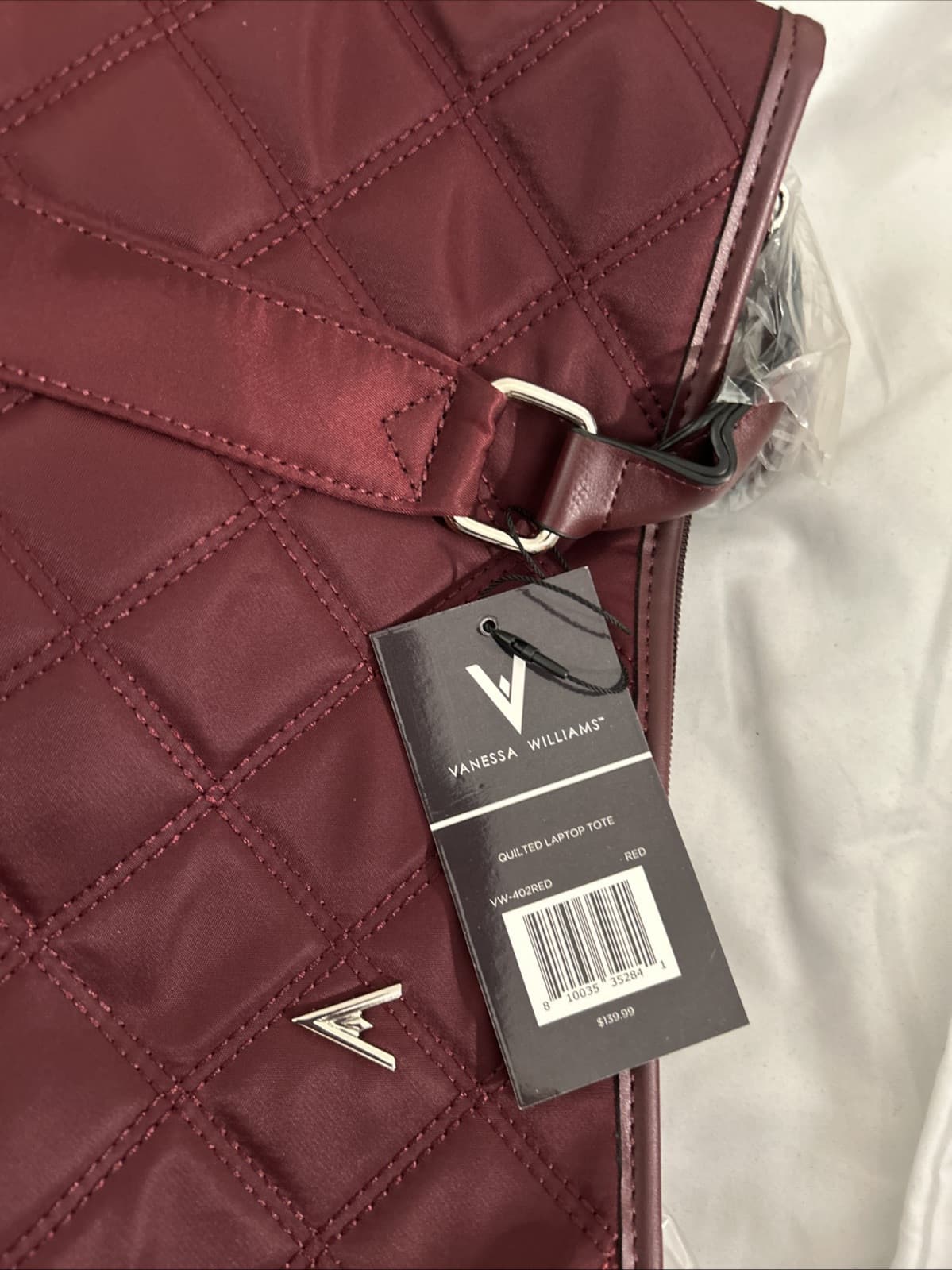 Vanessa Williams Tote Quilted Laptop Large Travel Maroon Red With Dustbag - Thumbnail 2