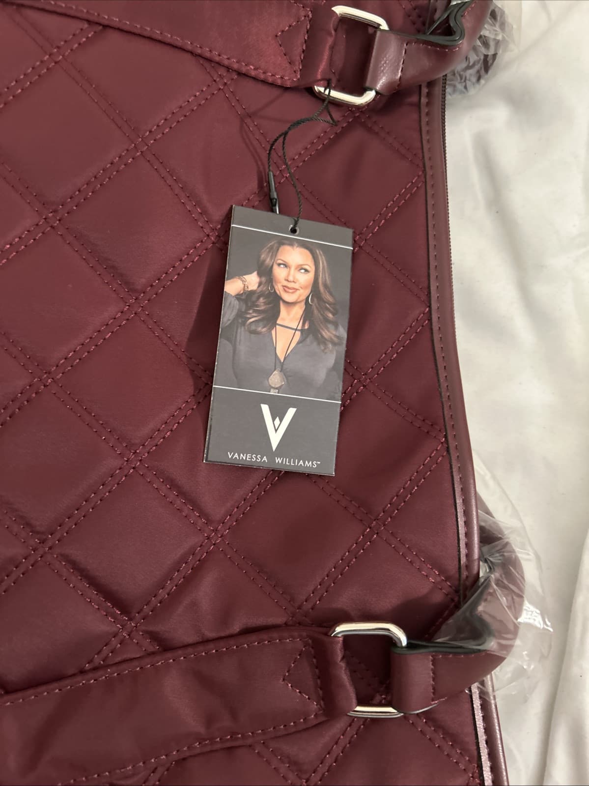 Vanessa Williams Tote Quilted Laptop Large Travel Maroon Red With Dustbag - Thumbnail 3
