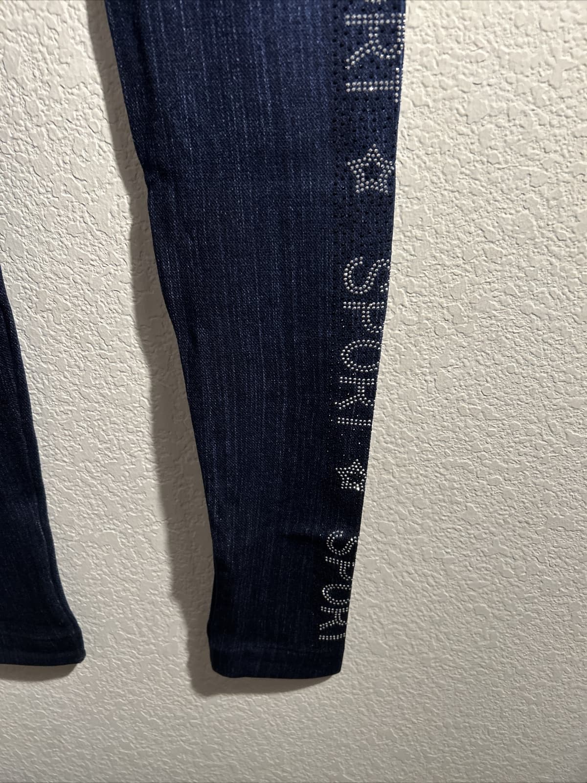 Women’s Style One Regular One Size Leggings Navy Blue Sport Rhinestones On Legs - Thumbnail 6