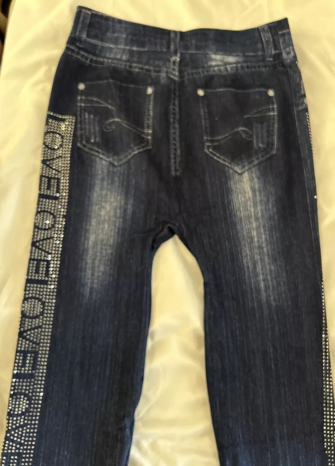 Leggings With Love Rhinestone Navy Blue NWT One Size Fits Most Regular - Thumbnail 3