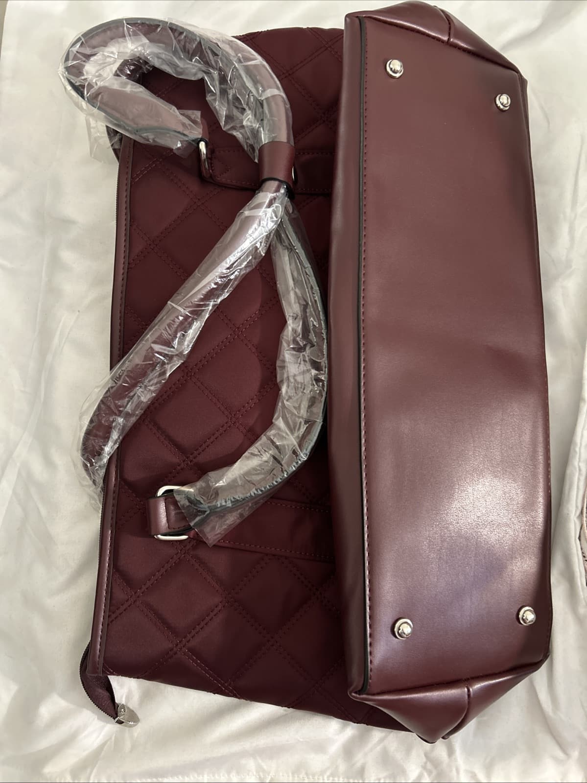 Vanessa Williams Tote Quilted Laptop Large Travel Maroon Red With Dustbag - Thumbnail 5