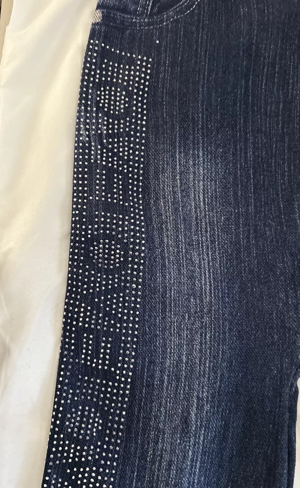 Leggings With Love Rhinestone Navy Blue NWT One Size Fits Most Regular - Thumbnail 2
