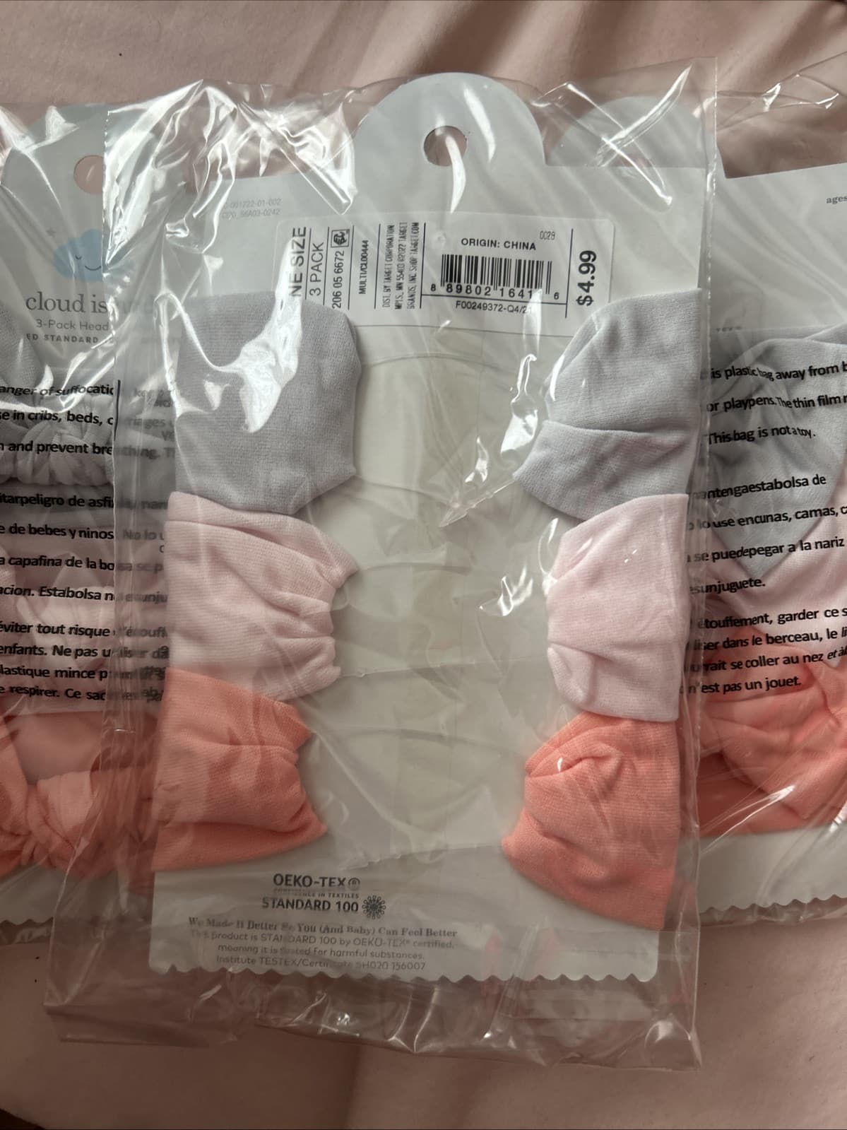 🧷 CLOUD ISLAND 3-pack GIRL'S HEAD WRAP ONE SIZE 🆕 👉LOT OF 3 - Thumbnail 2