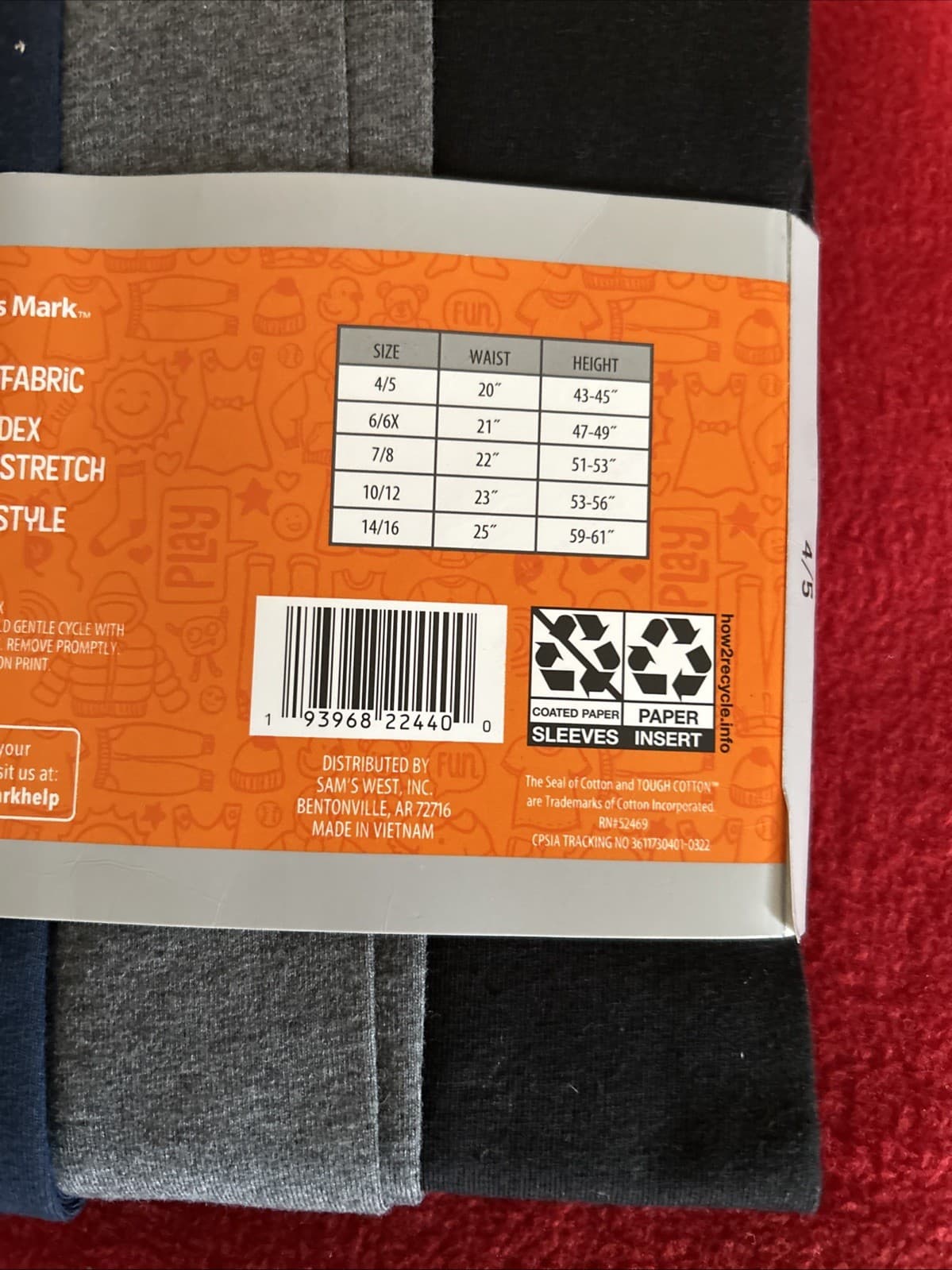 Members Mark 3pack Girls Favorite Leggings 4/5 Black, Navy, Grey - Thumbnail 3