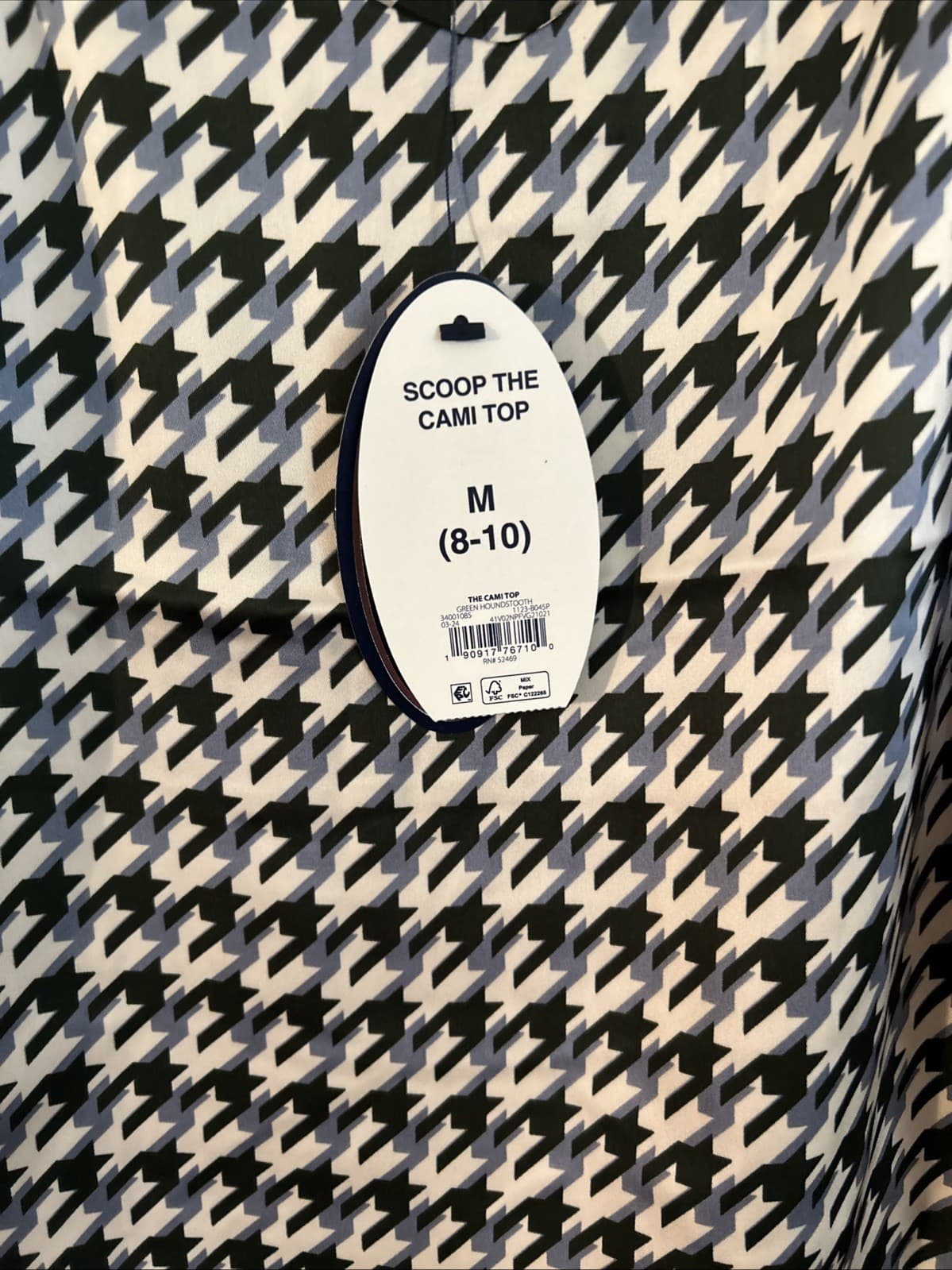 Women’s Scoop The Cami Top NWT Medium (8-10) Green Houndstooth - Thumbnail 3