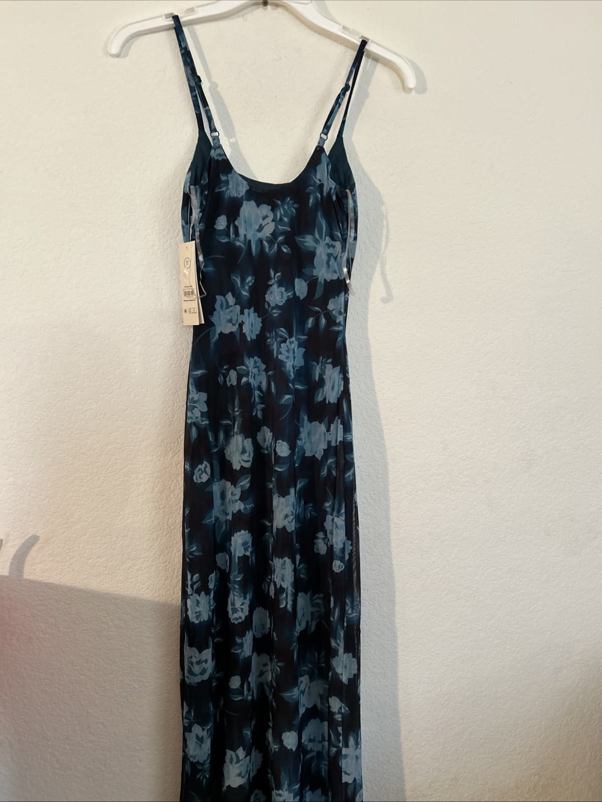 No Boundaries Womens Mesh Maxi Dress, Black/Green Size XXS(00) Gem Slate - Thumbnail 3