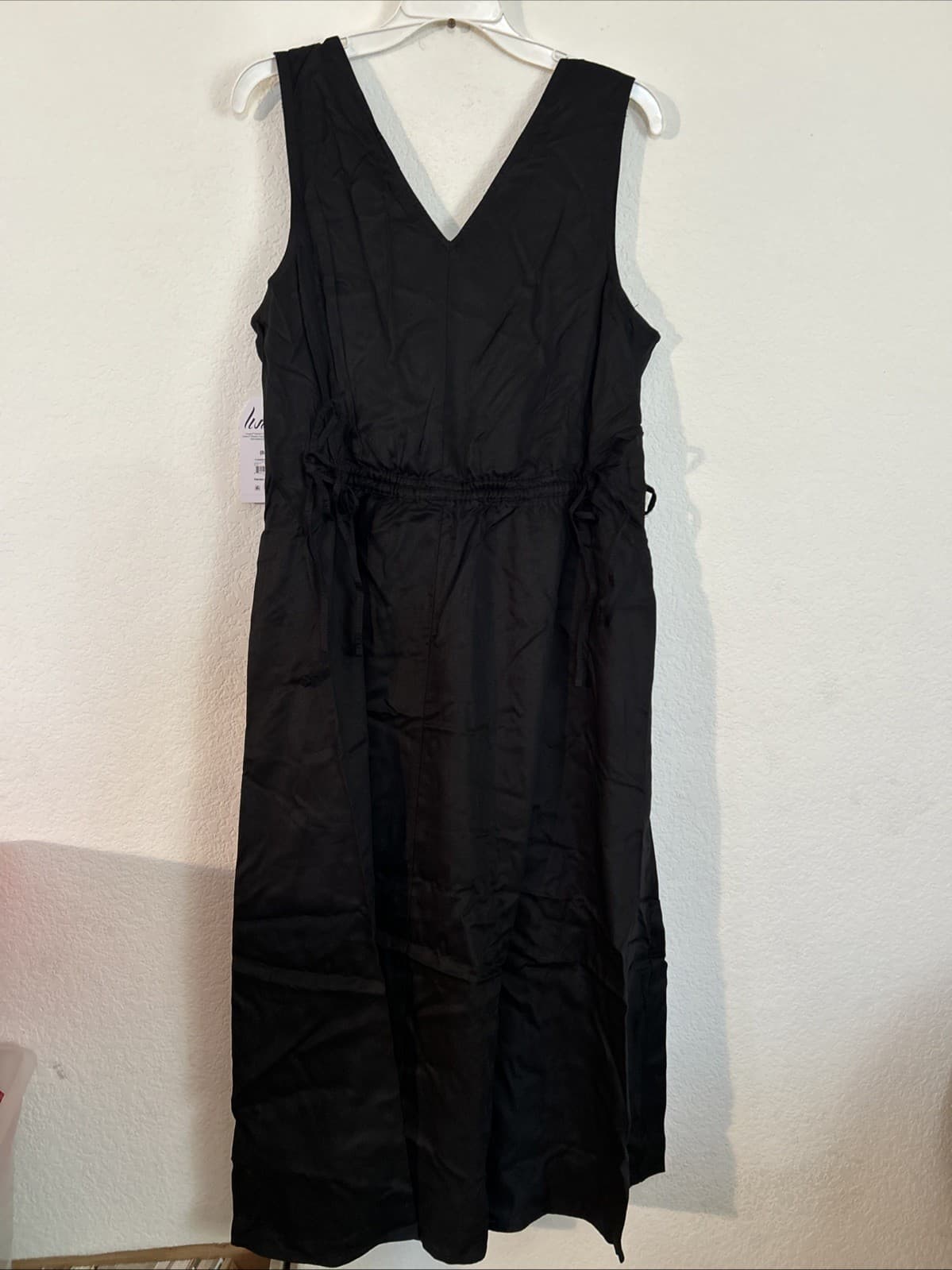 Time And Tru Black TT Drawstring Midi Dress NWT Medium (8-10) - Thumbnail 2