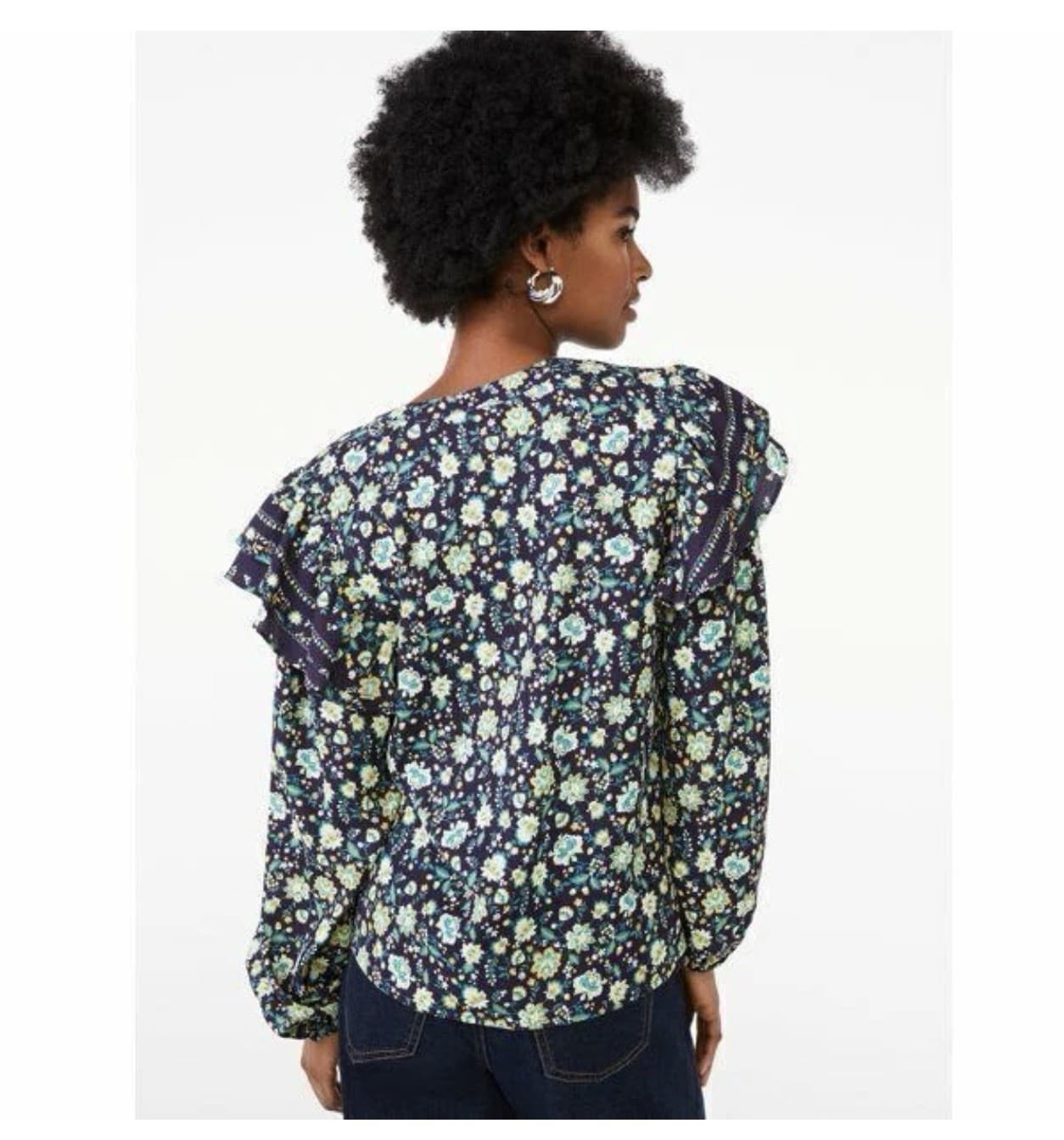 Scoop Women's Ruffle Print Peasant Top, Medium (8-10) NWT Multi Color - Thumbnail 2